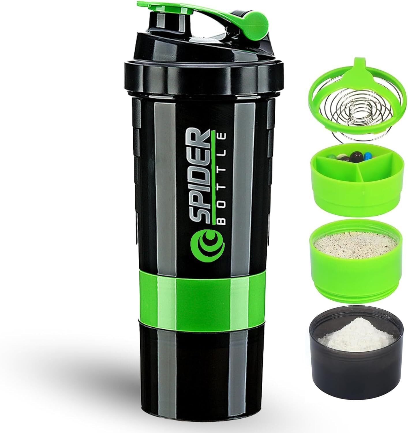 Image of FIT 4 HEAL Spider Shaker Bottle with Storage 500ml Protein Mixer Bottle 500 ml Plastic Shaker