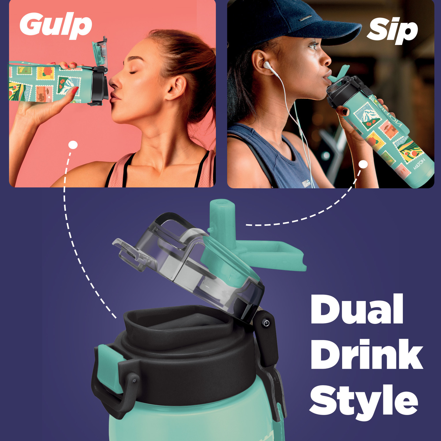 Image of MILTON Steel Edge 900 Vacuum Insulated Water Bottle 600 ml Hot & Cold Light Blue 600 ml Stainless Steel Bottle