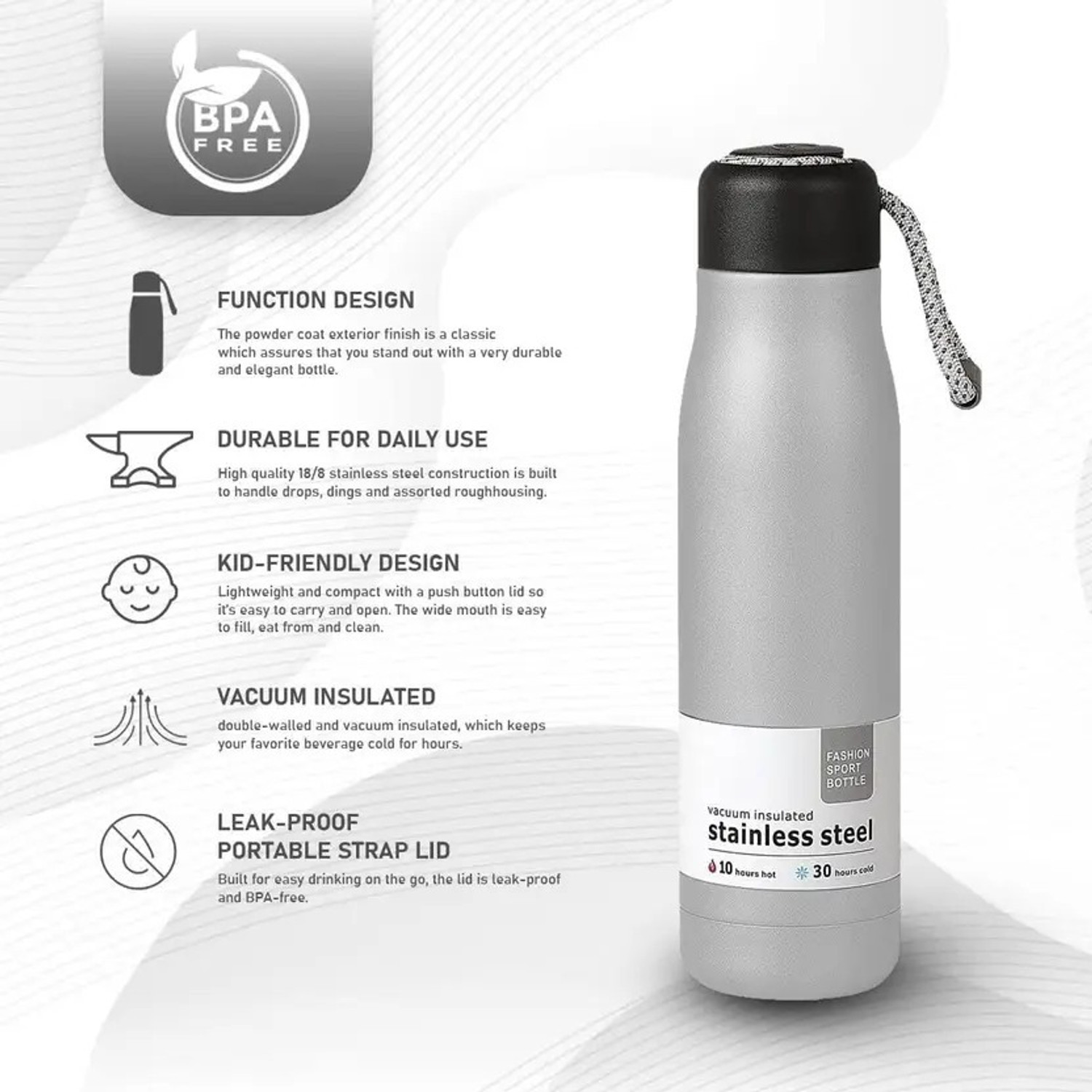 Image of Homzeyhub 550ml Stainless Steel Vacuum Insulated Water Bottle | Hot & Cold Flask 550 ml Stainless Steel Bottle (Pack of 1, Multicolor)