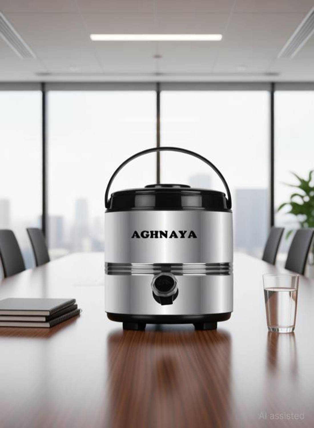 AGHNAYA Stainless Steel Insulated Water Dispenser for Office Home Kitchen 5 liter 5000 ml Steel Flask