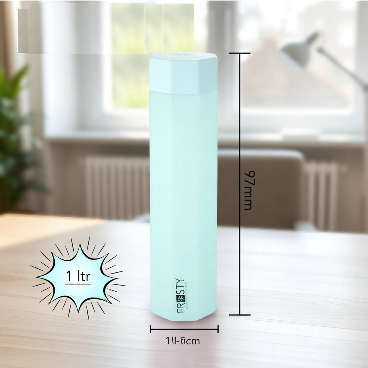 Image of ZROY ENTERPRISE Unbreakable Water bottle octagon Plastic Food Grade Fridge Round Bottle Set of 6 990 ml Glass Bottle