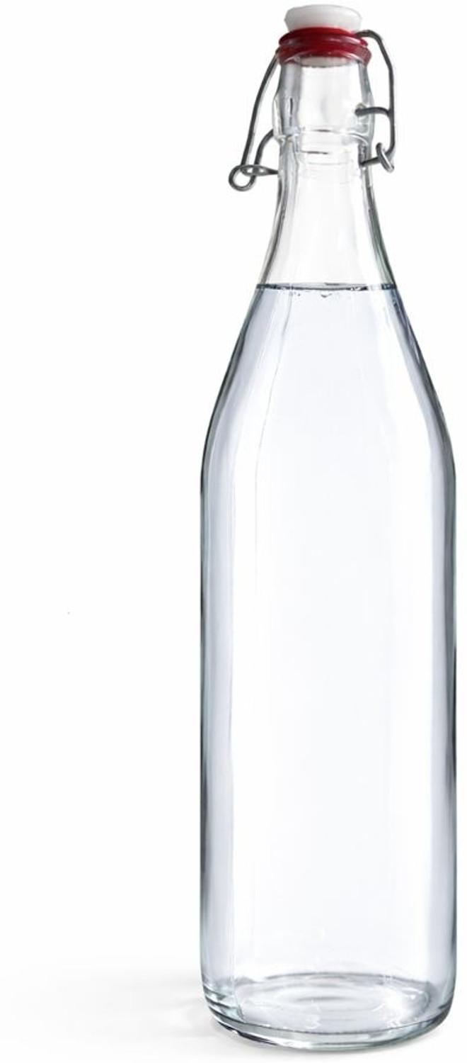 Image of HEALTH TAG Glass Bottle with Cork Set for Beer, Soda, Water, Multiple Usage, 1 Literlo 1000 ml Glass Bottle