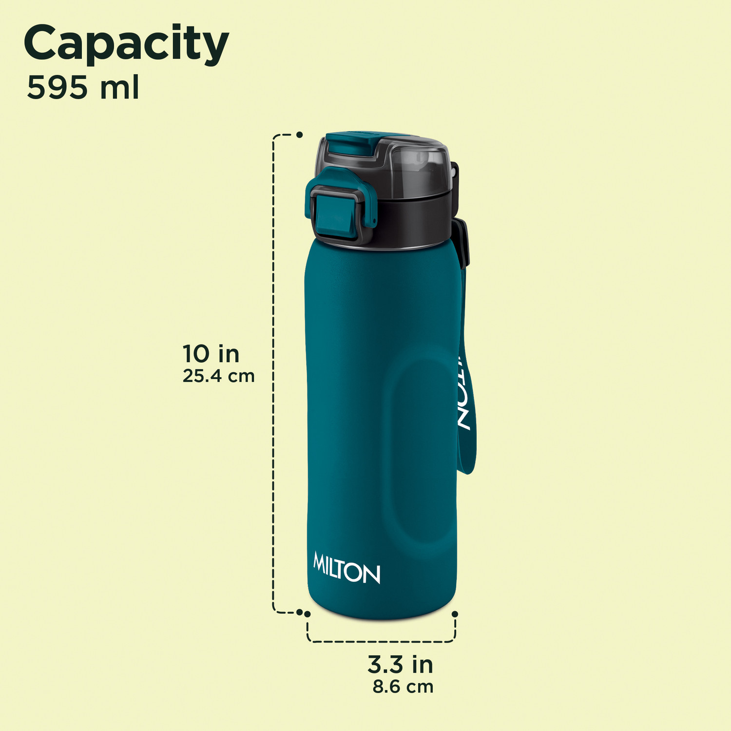 Image of MILTON Twiniq 600 Thermosteel Water Bottle 595 ml with One Touch Safety Lock,Teal Blue 595 ml Stainless Steel Bottle