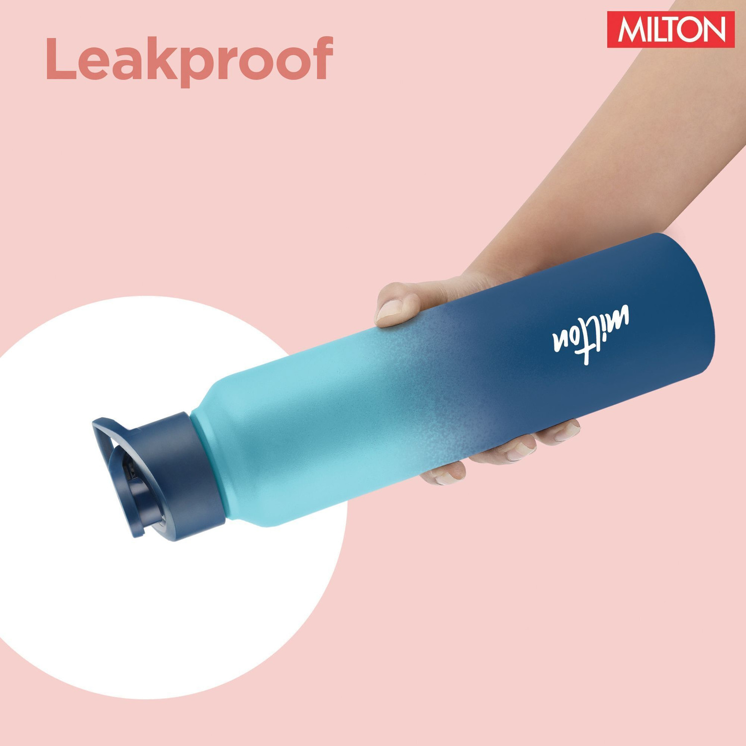 Image of MILTON Torino 1000 Steel Water Bottle, Single Walled, 980 ml, Light Blue & Blue 980 ml Stainless Steel Bottle
