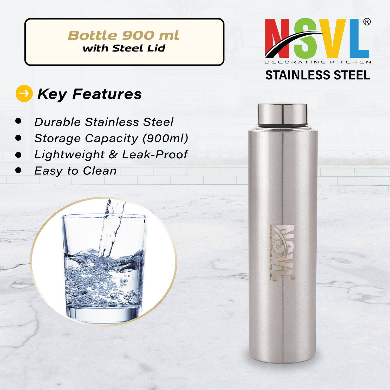 Image of NSVL 6 pcs ss bottle 1000 ml Stainless Steel Bottle