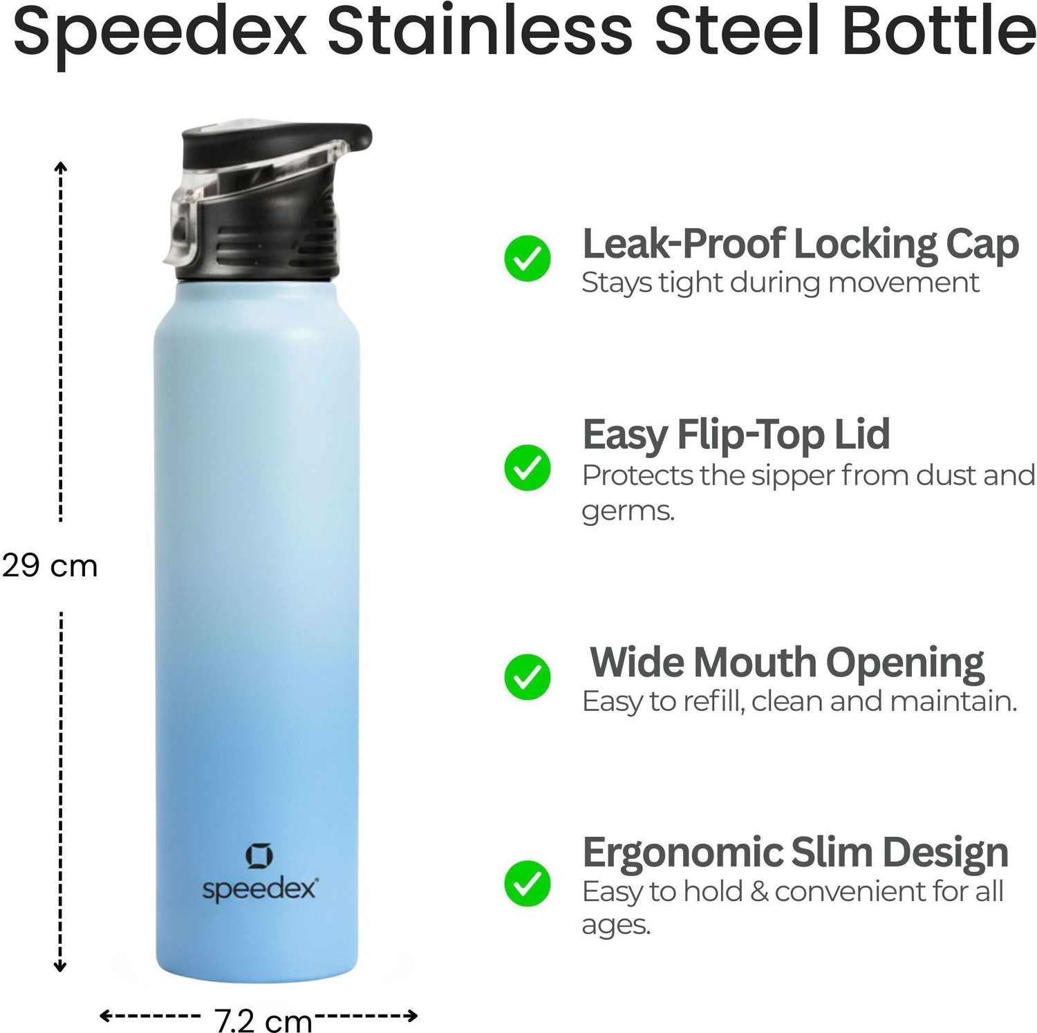 Image of SPEEDEX Water Bottle 1 Ltr for Men, Women, Kids, Adults, School 1000 ml Stainless Steel Bottle