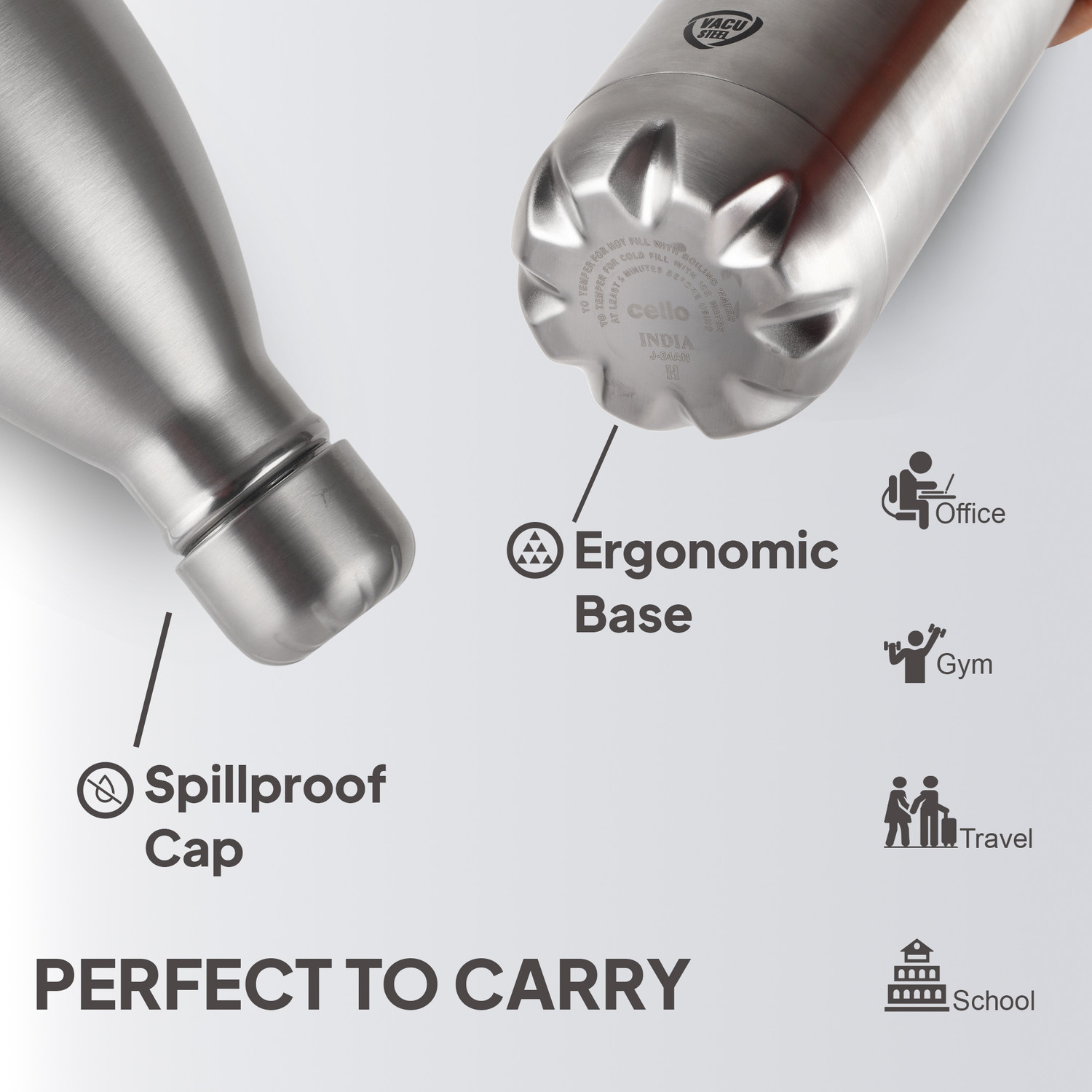 Image of cello Swift SS Double Walled Flask with Thermal Jacket, Hot and Cold, 2200 ml Steel Flask