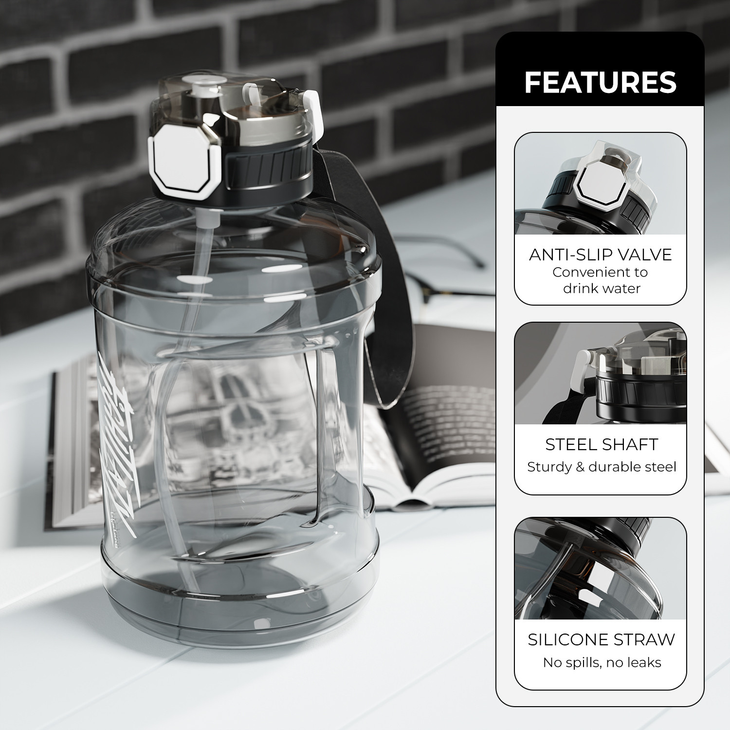 Image of Lifelong Gallon Water Bottle 1.6 Liter for Gym & Sports 1600 ml Plastic Bottle
