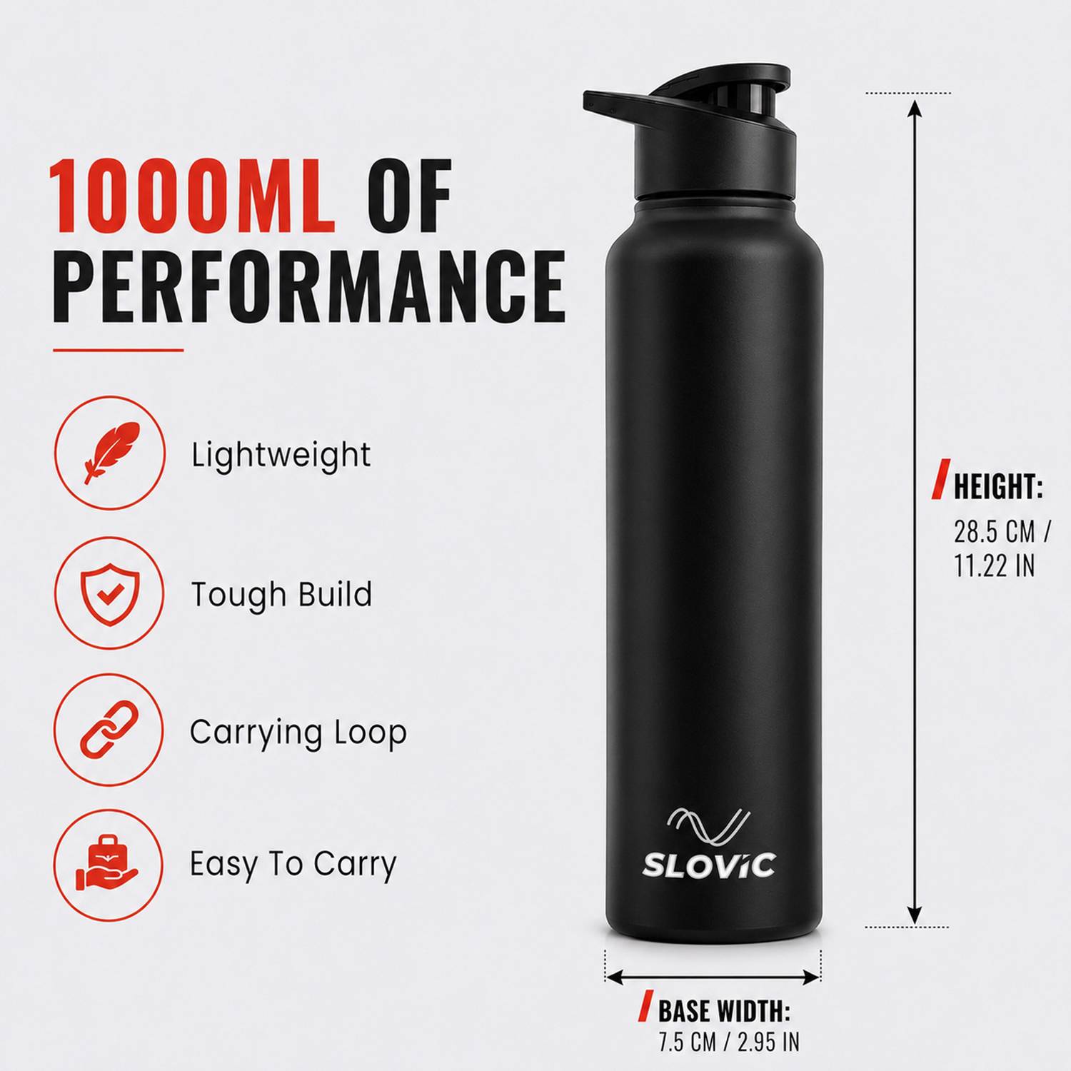 SLOVIC 1000 ml Stainless Steel Bottle - Image 3
