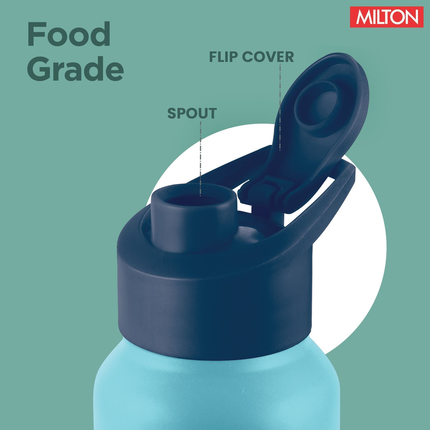 Image of MILTON Torino 1000 Steel Water Bottle, Single Walled, 980 ml, Light Blue & Blue 980 ml Stainless Steel Bottle