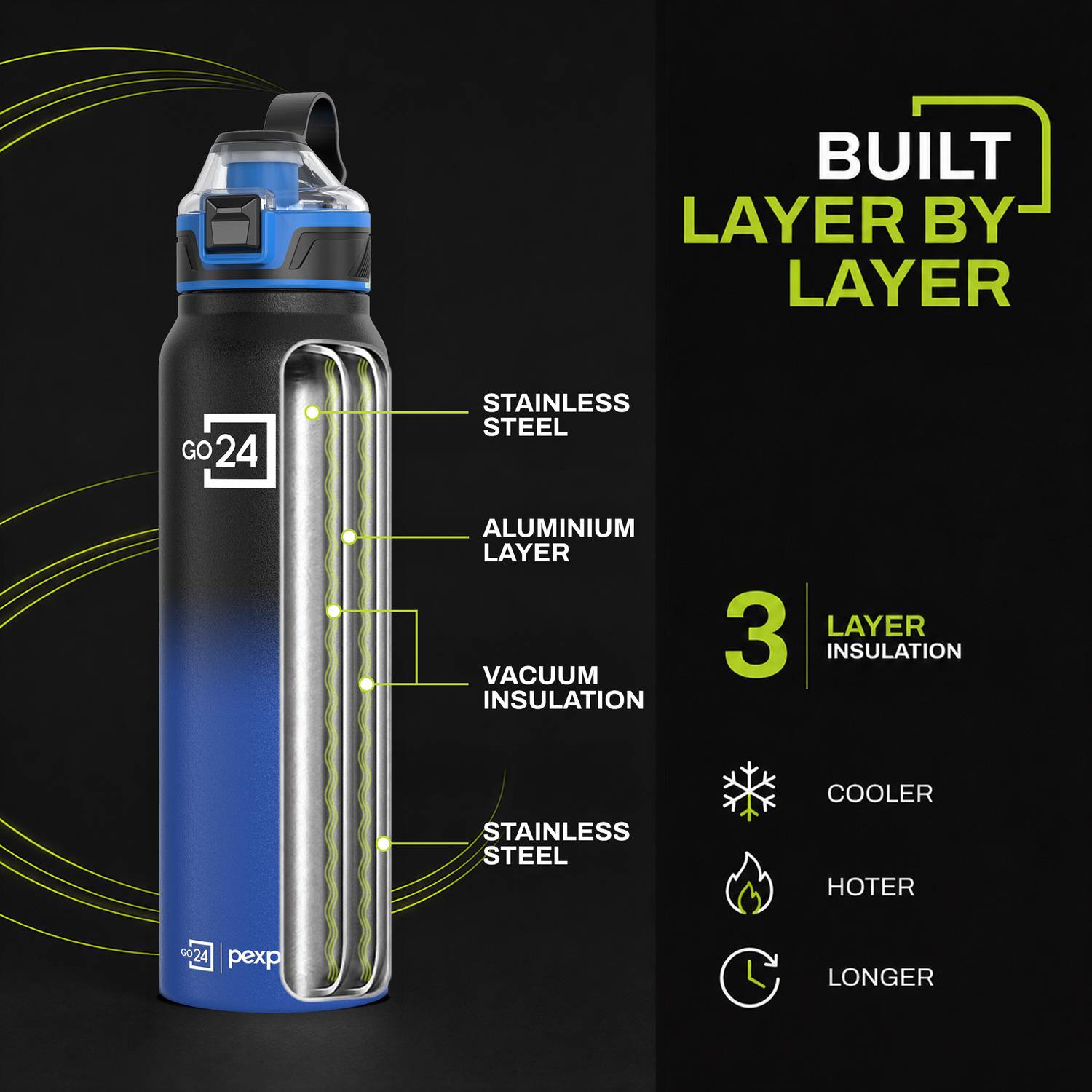 Go24 Amaze 940ml Stainless Steel Flask - Image 3
