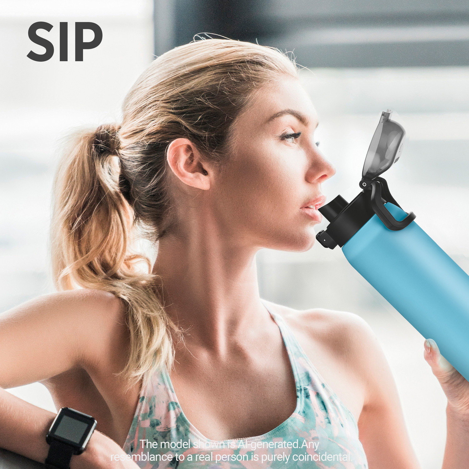 Image of MILTON Dual Flow 900 Thermosteel Water Bottle 900 ml, Twin Lid Sip or Gulp, Light Blue 900 ml Stainless Steel Bottle