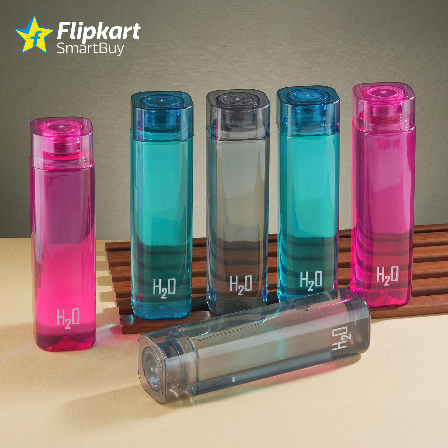 Image of Flipkart SmartBuy FS P06 MULTICOLOR SQUURE H2O WATER BOTTLE 1010 ml PET Bottle