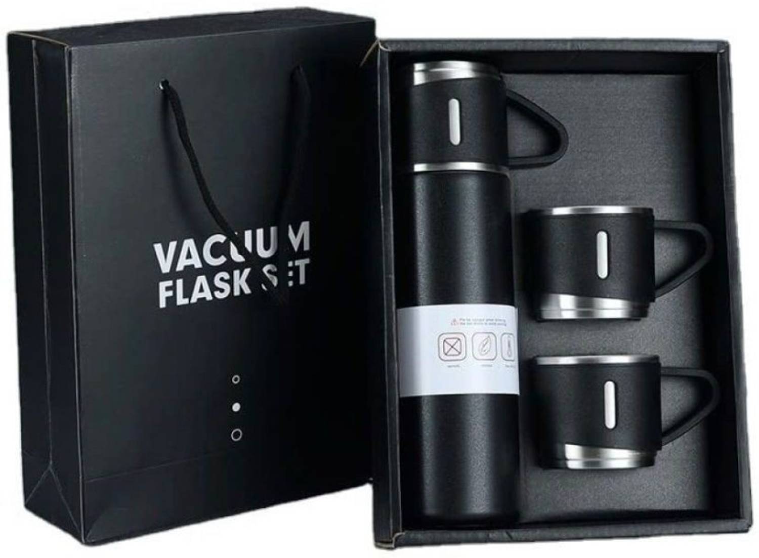 AORION Stainless Steel Vacuum Flask with 3 set of Steel Cup Combo - 500ml 500 ml Steel Flask