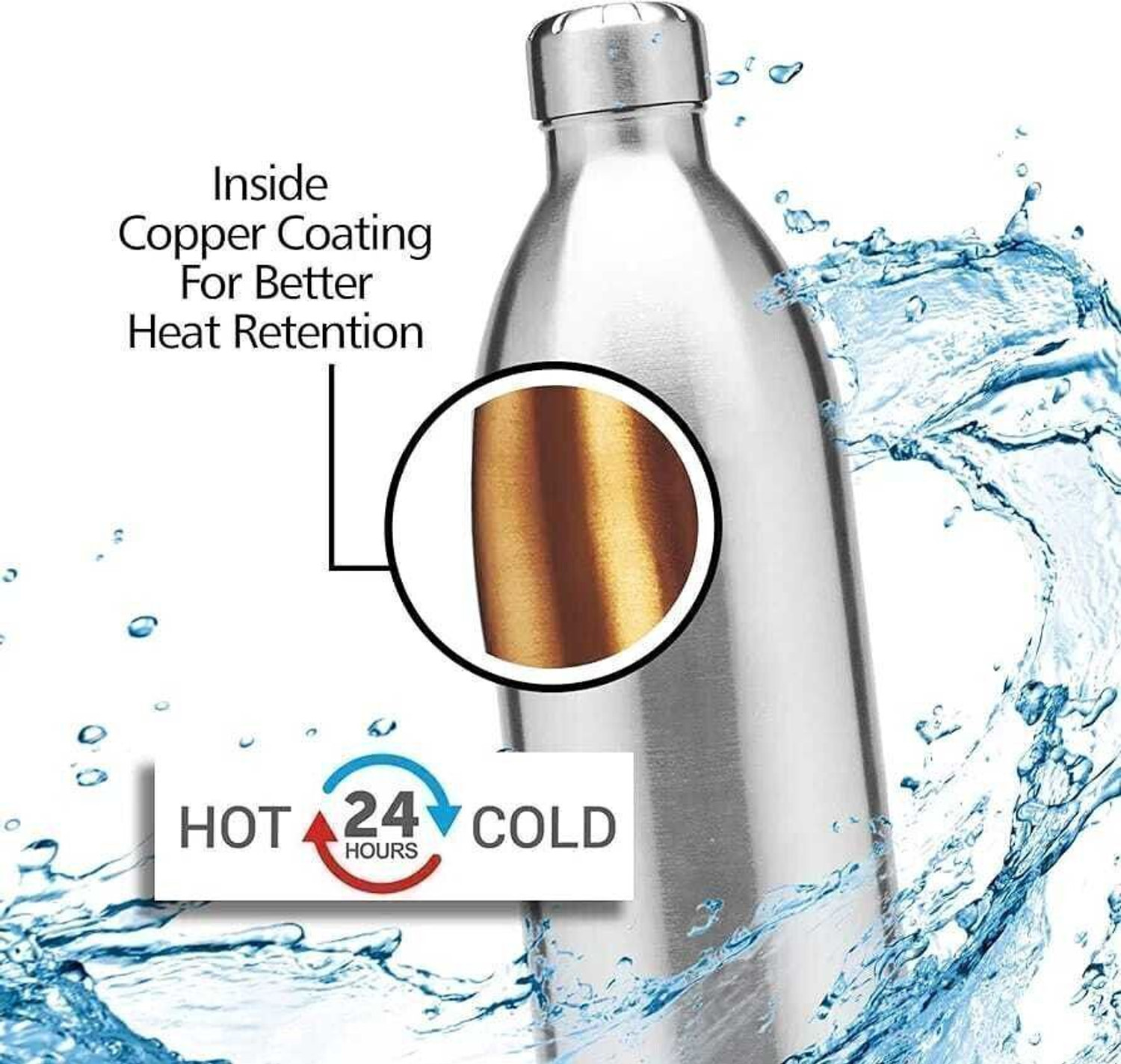 Image of MILTON Duo DLX 1500 Thermosteel Bottle, 1500 ml Water Bottle 1500 ml Steel Bottle (Pack of 1, Silver)