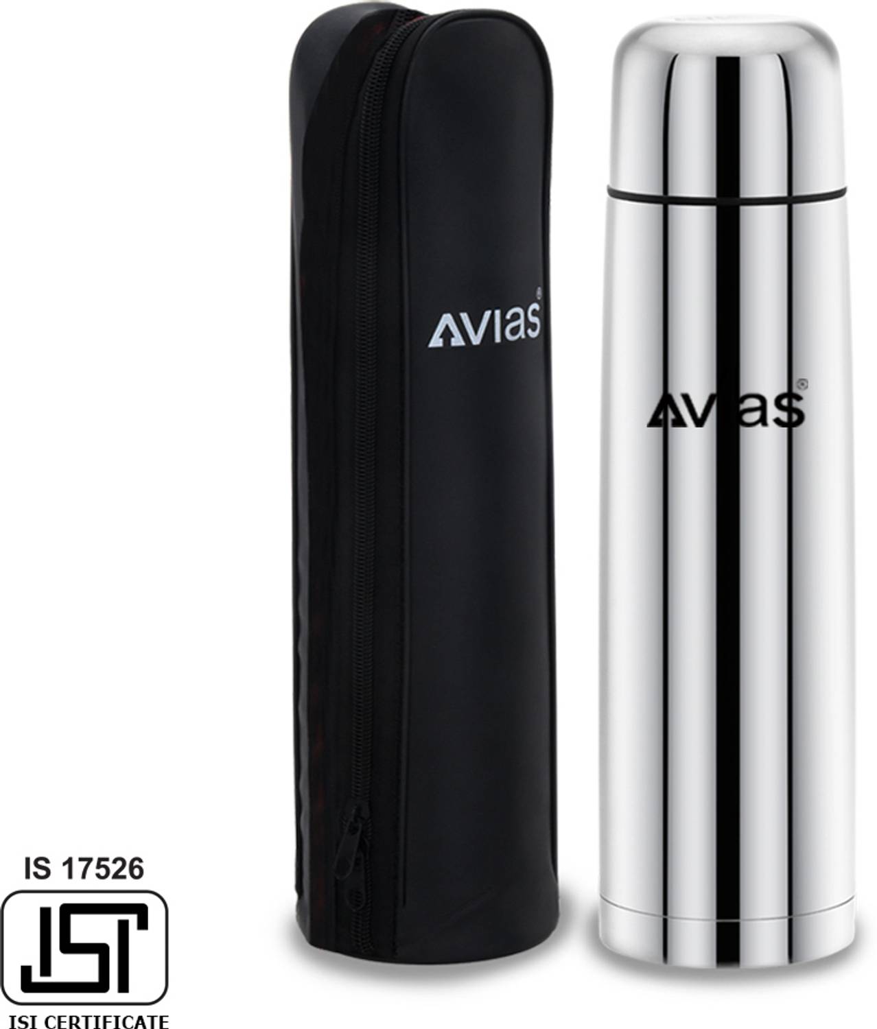 AVIAS Traveller SS Vaccum Flask | 24H Hot & Cold | Tea Coffee Water Bottle 500 ml Steel Flask