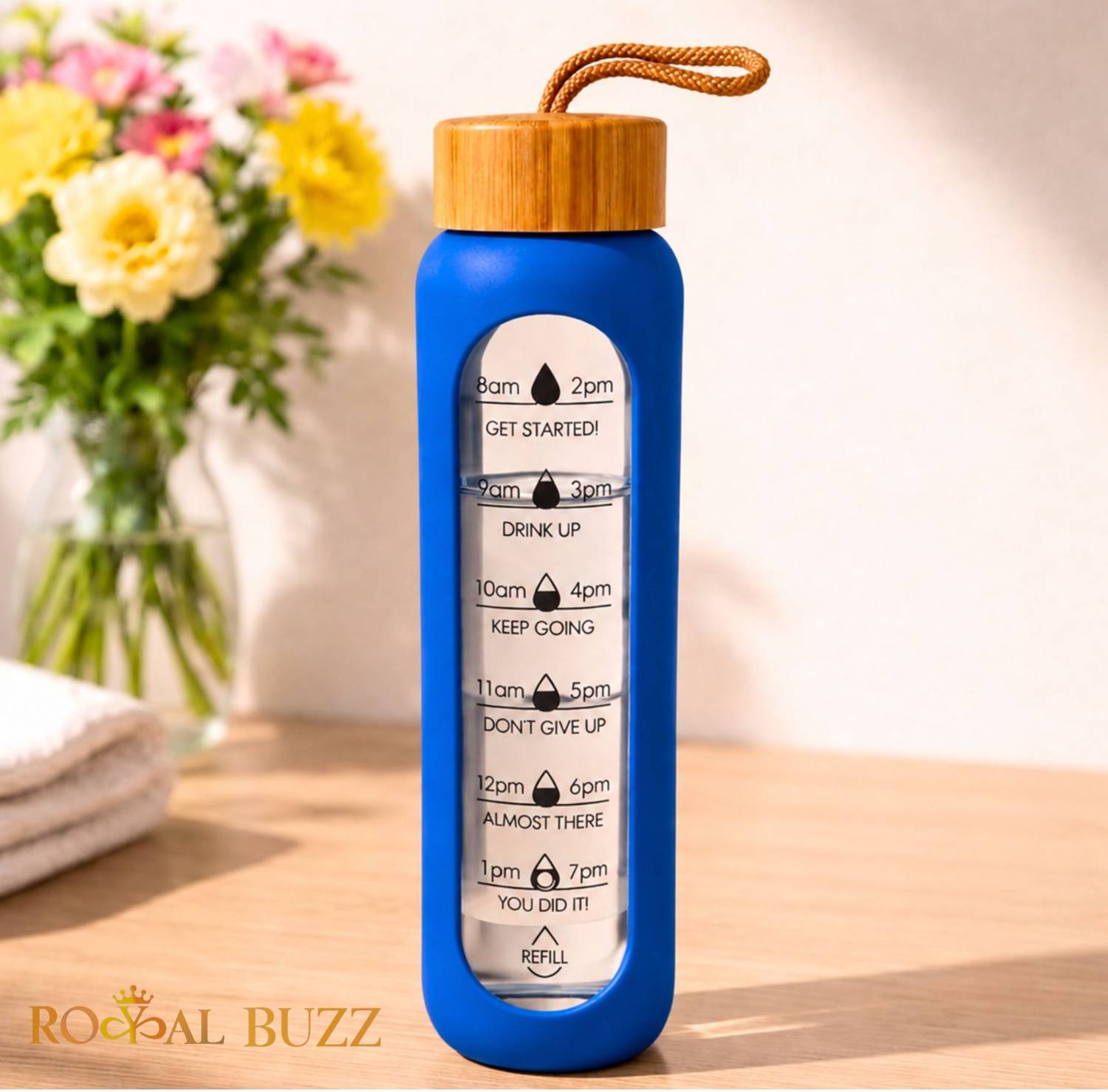 Royal Buzz 1L Borosilicate Glass Water Bottle - Image 1