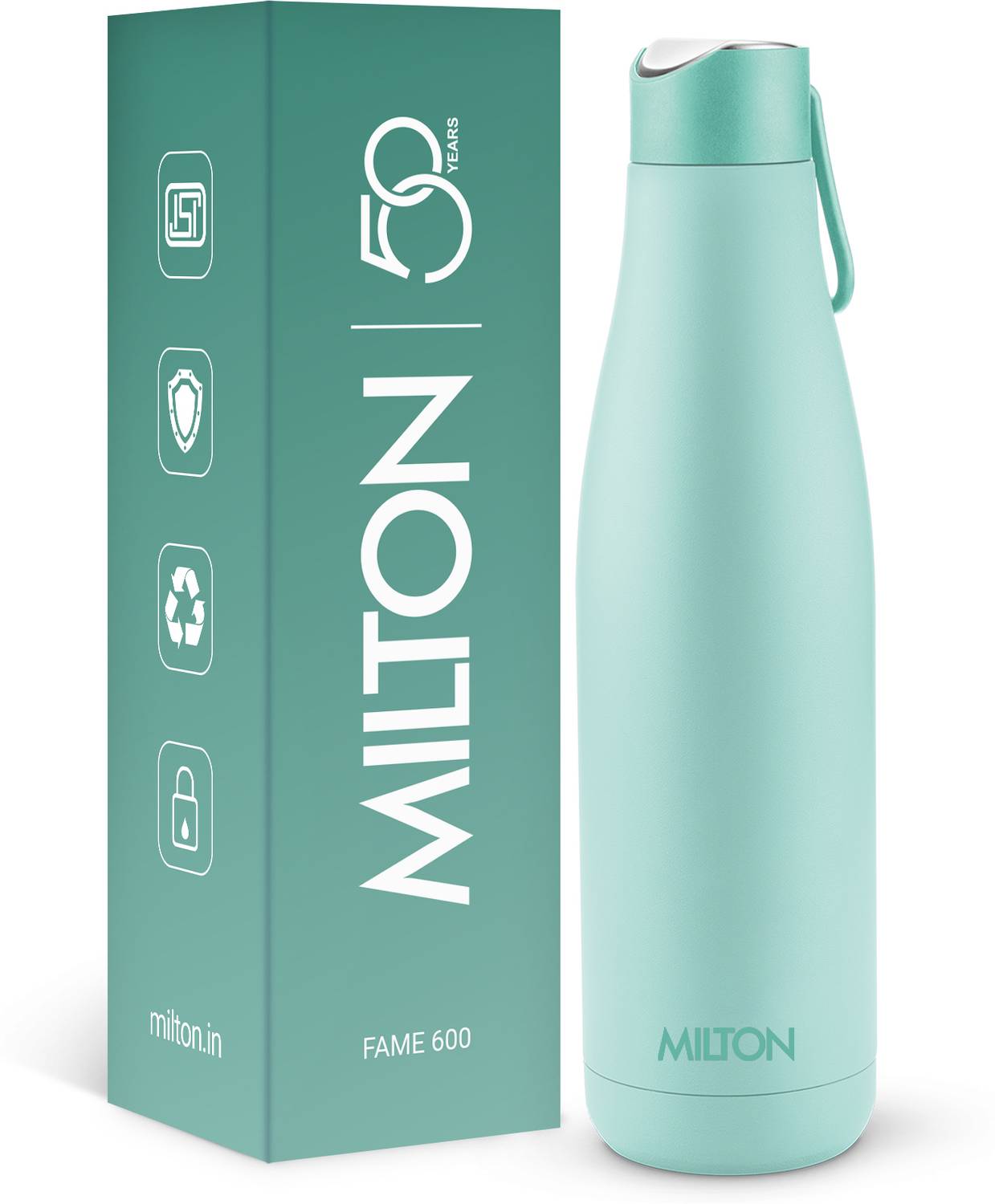 MILTON Fame 600 Thermosteel Water Bottle, ISI Certified, 24 Hr Hot and Cold 500 ml Steel Flask