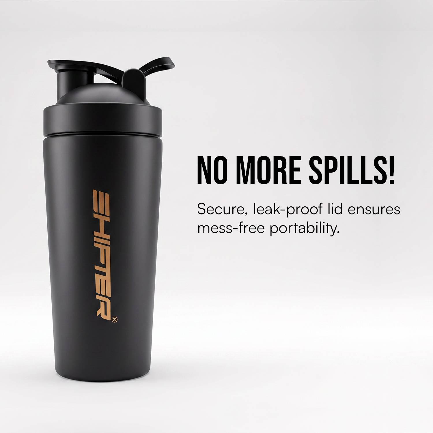 SHIFTER Wellness 700 ml Black Shaker Bottle - Image 3
