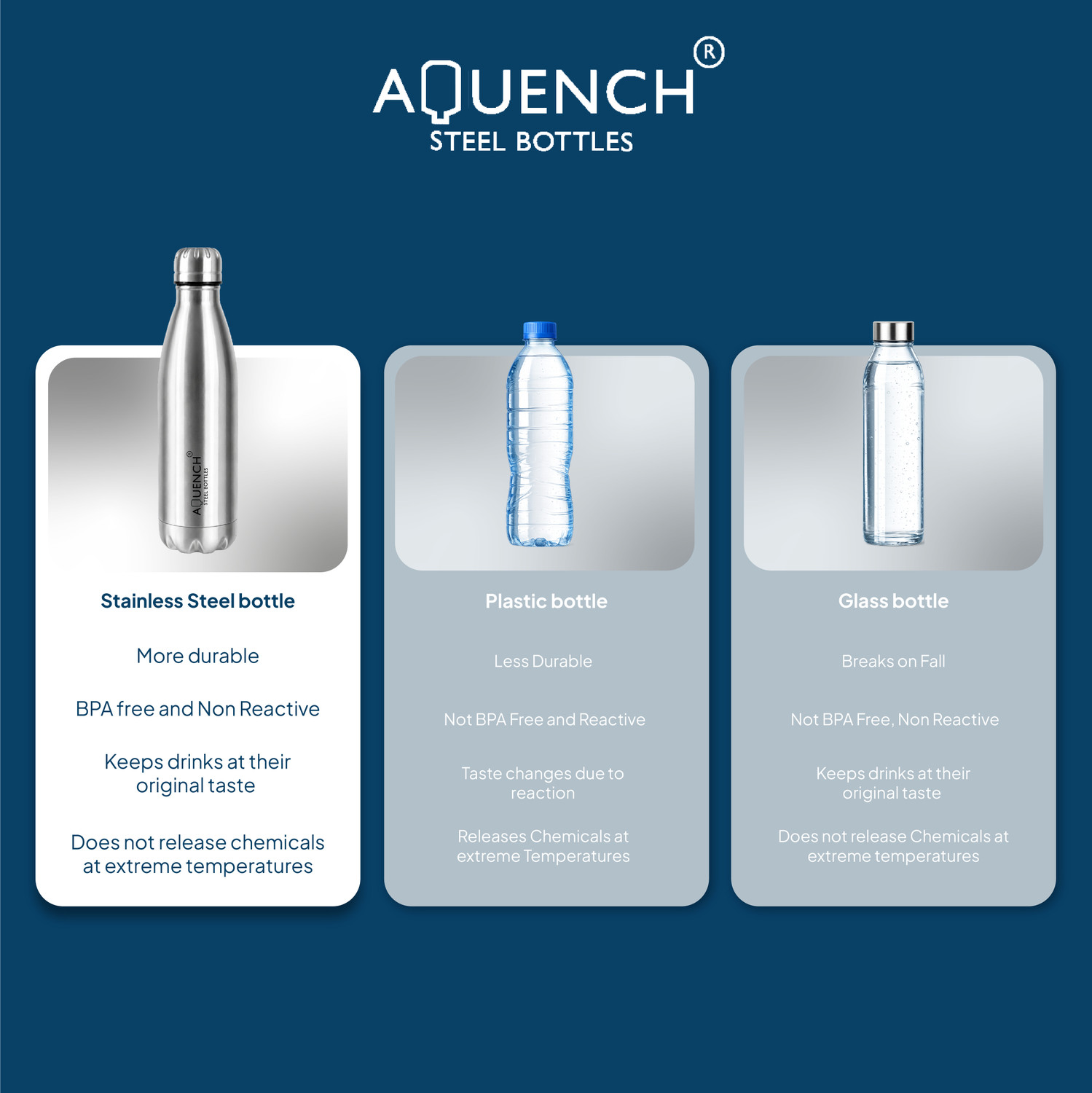 Image of AQUENCH 24 Hrs Hot and Cold Vacuum insulated Water Bottle 500 ml Flask (Silver,Steel) 500 ml Steel Bottle