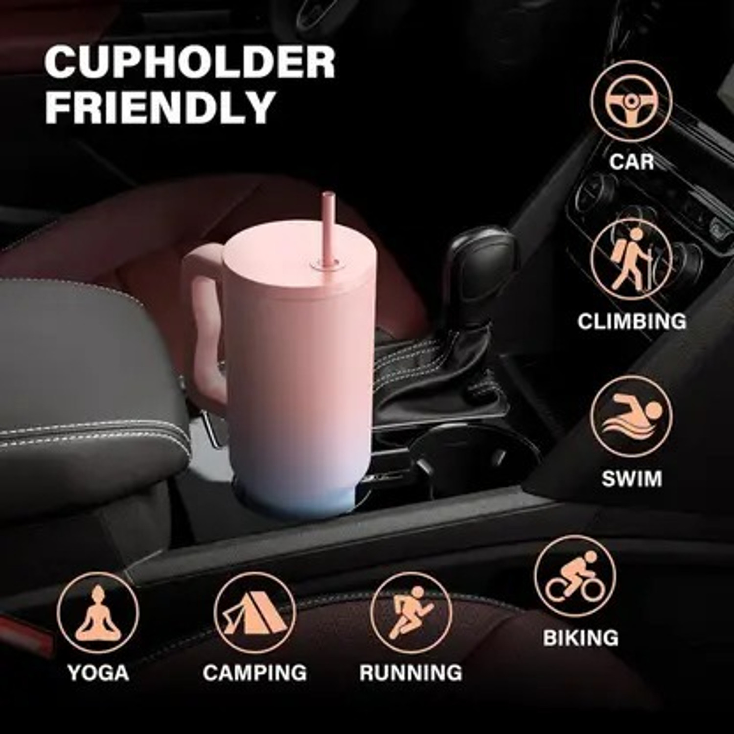 Image of Ganesh store Coffee Tumbler with Lid and Straw 1200ml Stainless Steel Vacuum Tumbler Stainless Steel Tumbler
