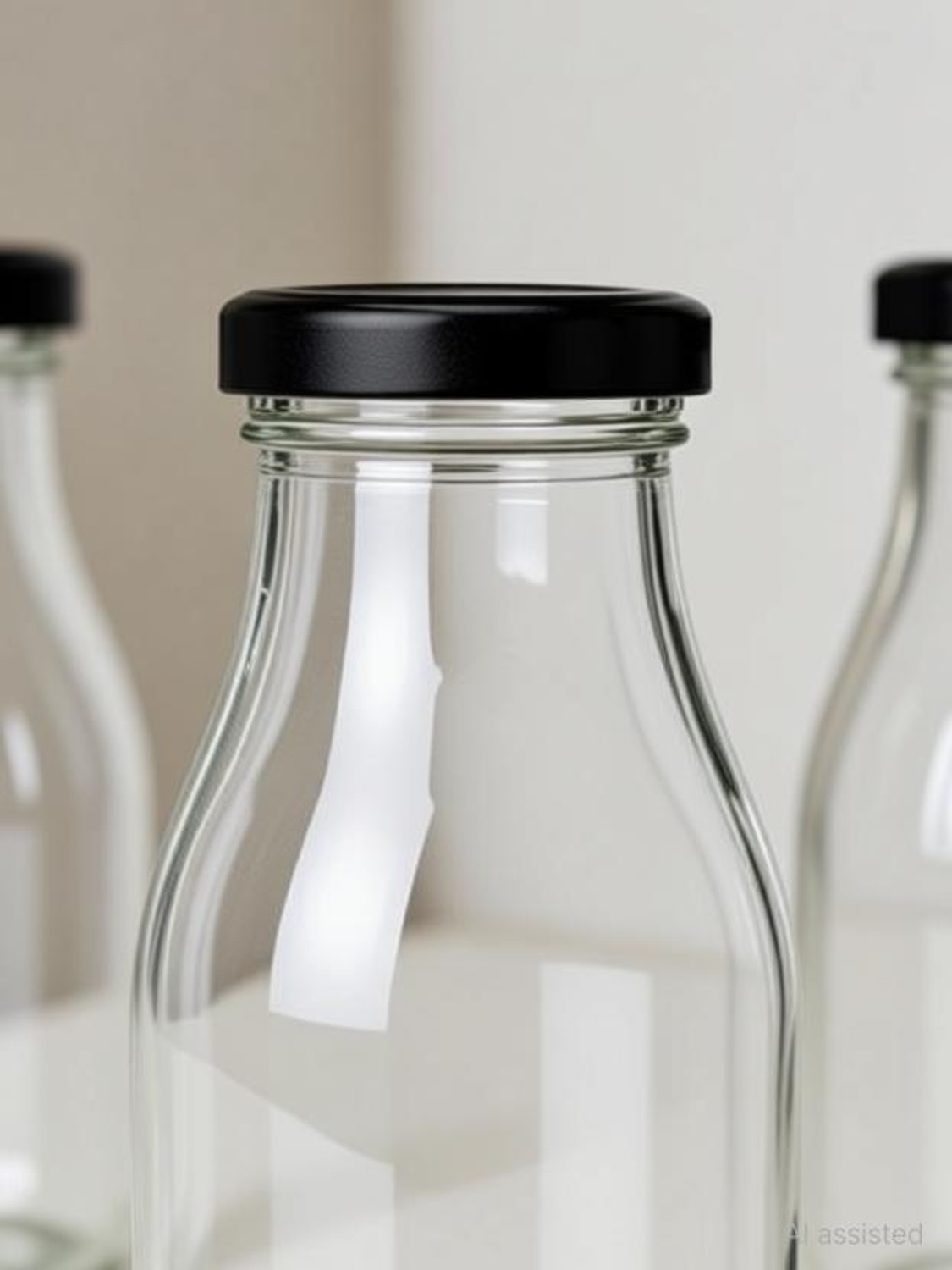 Image of Seiri WATER,JUICE,MILK,CLEAR BOTTLE MULTIPURPOSE USE FOR HOME&OFFICE WITH LID 300ml 300 ml Glass Bottle
