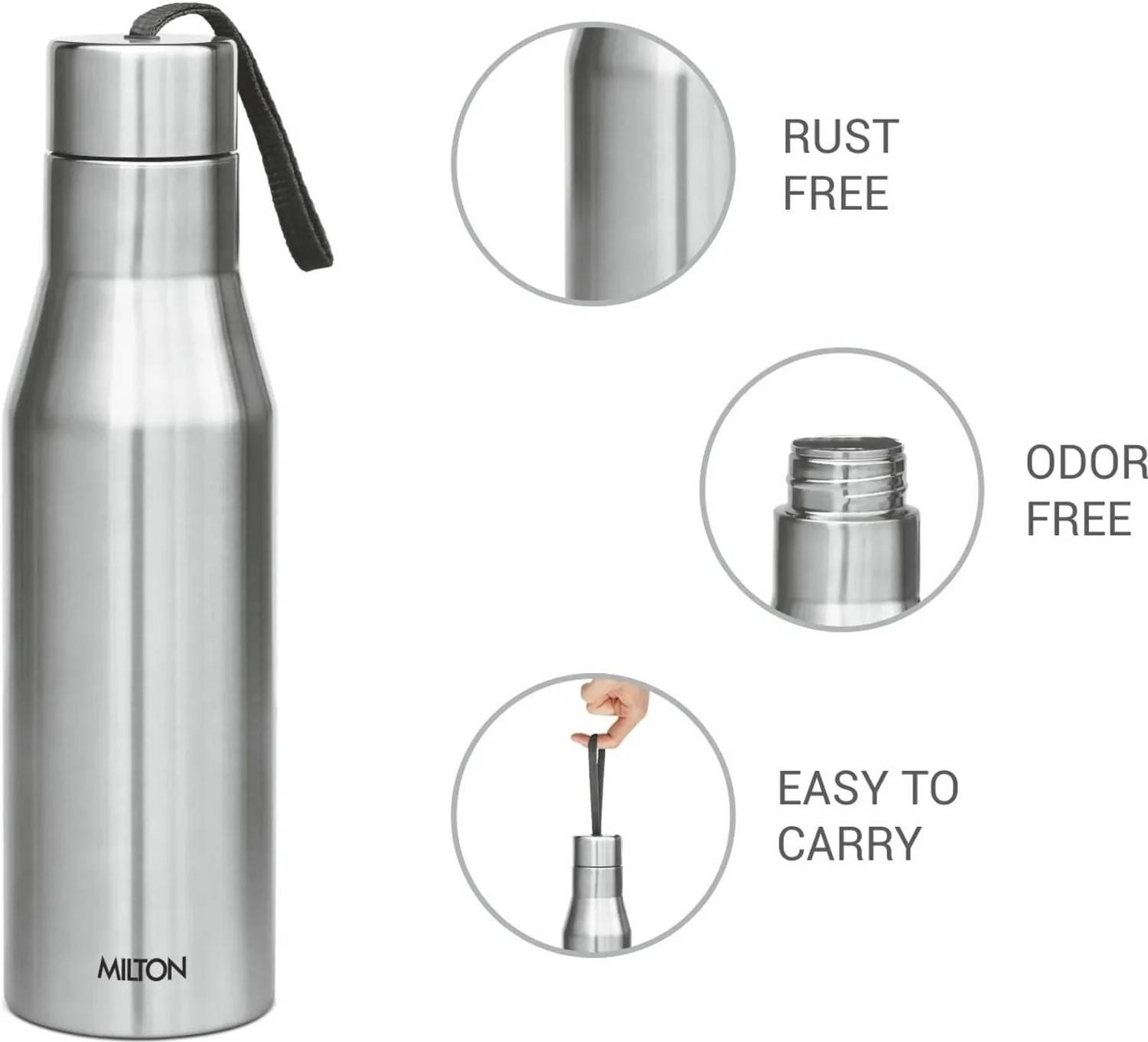 Image of MILTON 1000 SS Water Bottle | Leak-Proof, Rust-Free | For School, Office, Gym, Travel 1000 ml Stainless Steel Bottle