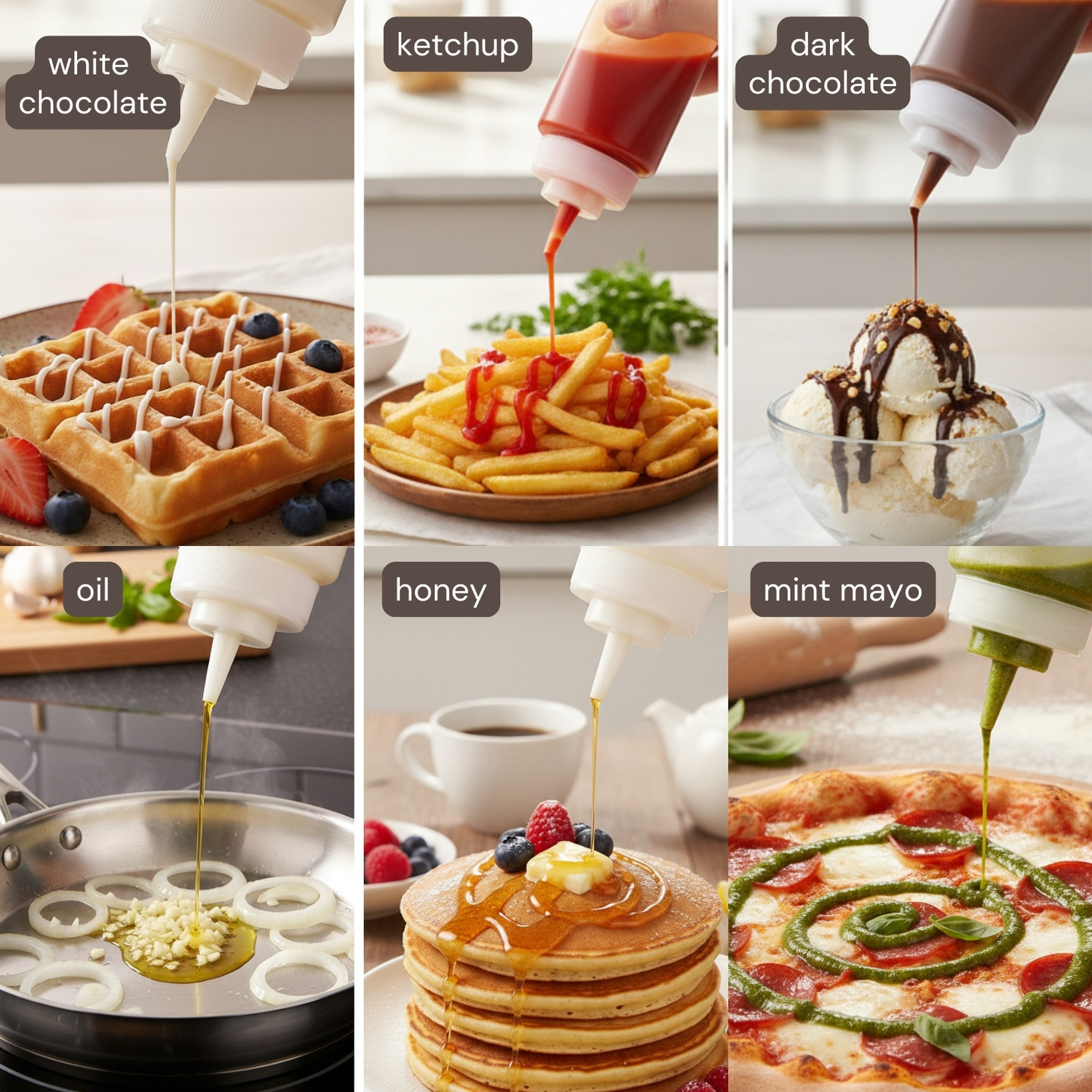 Image of DAOME Plastic Sauce Squirt Bottle Condiment Squeeze Bottles Ketchup Dispenser 650 ml Plastic Bottle (Pack of 3, Multicolor)