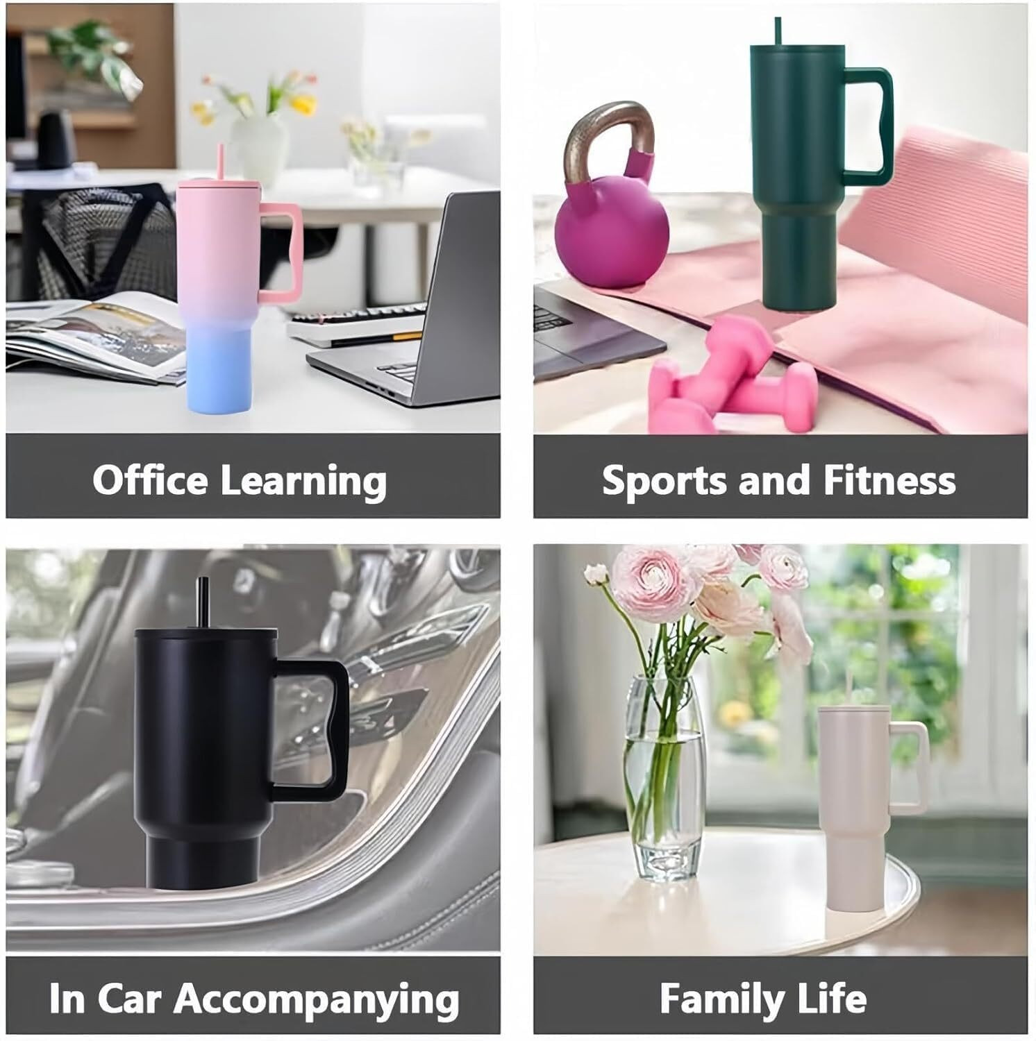 Image of Ganesh store Coffee Tumbler with Lid and Straw 1200ml Stainless Steel Vacuum Tumbler Stainless Steel Tumbler