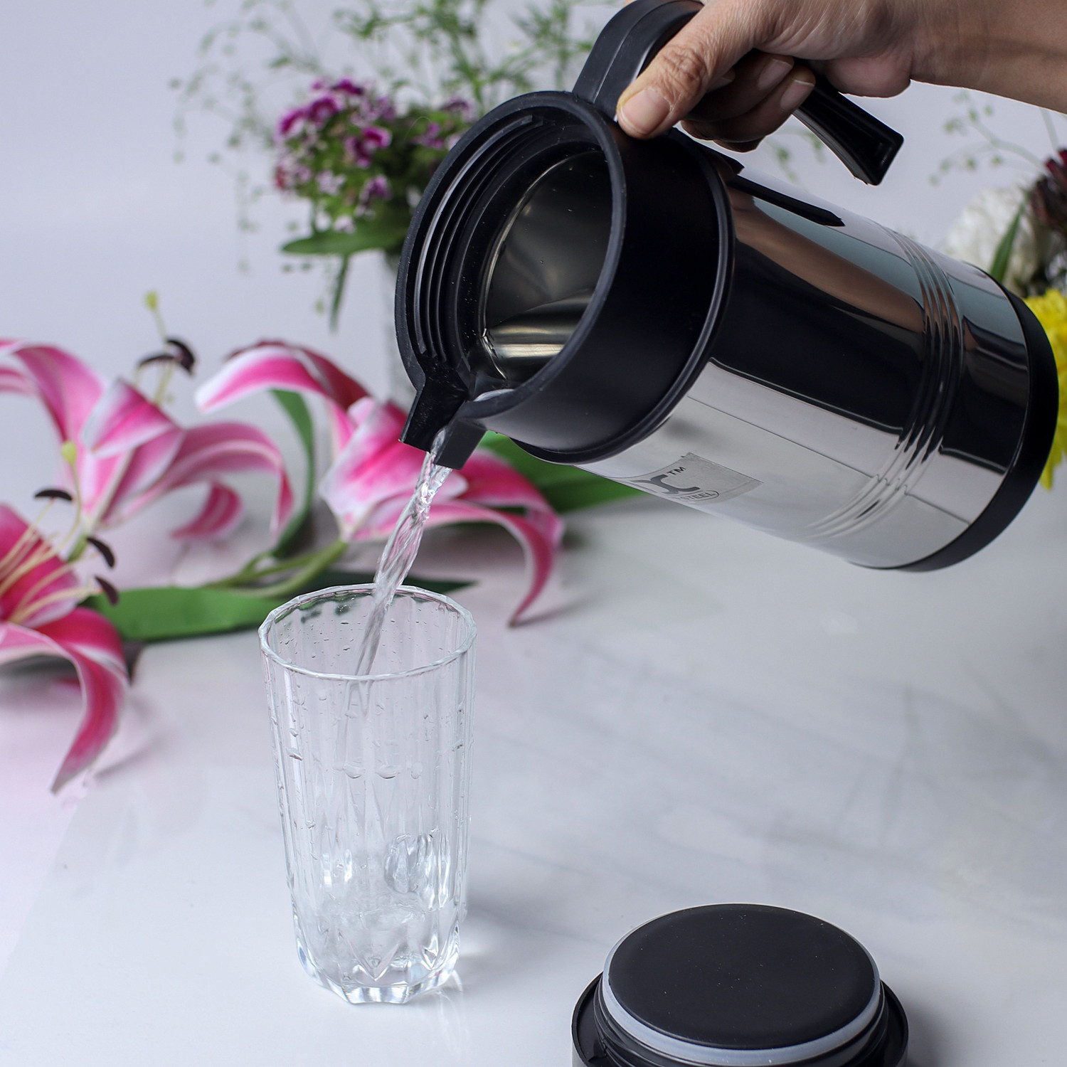 Image of UNINOX Stainless Steel Tea Coffee Kettle Carafe Double Walled Insulation Thermosteel 1200 ml Steel Flask
