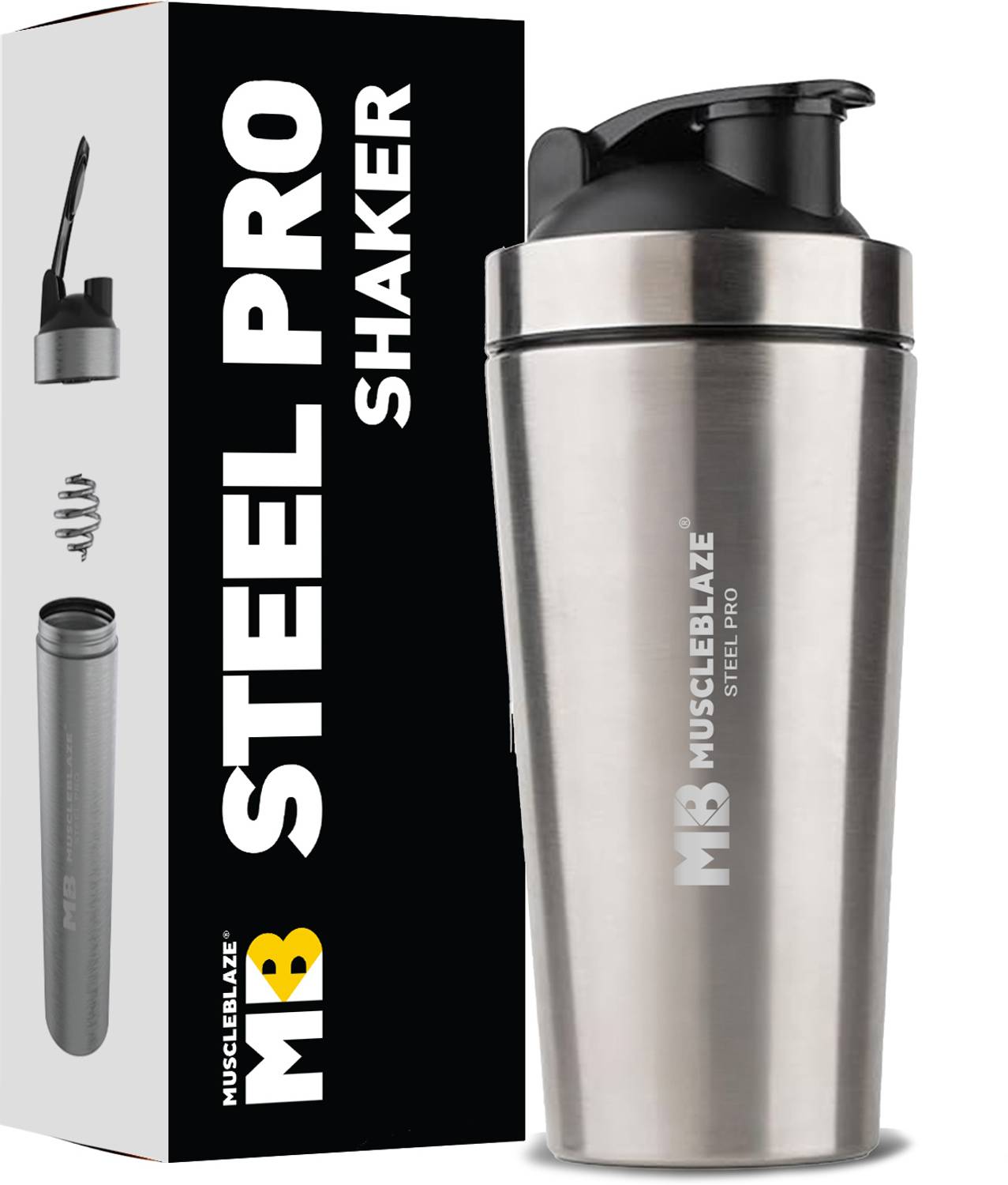 MUSCLEBLAZE Stainless Steel Gym Shaker 700 ml - Image 1