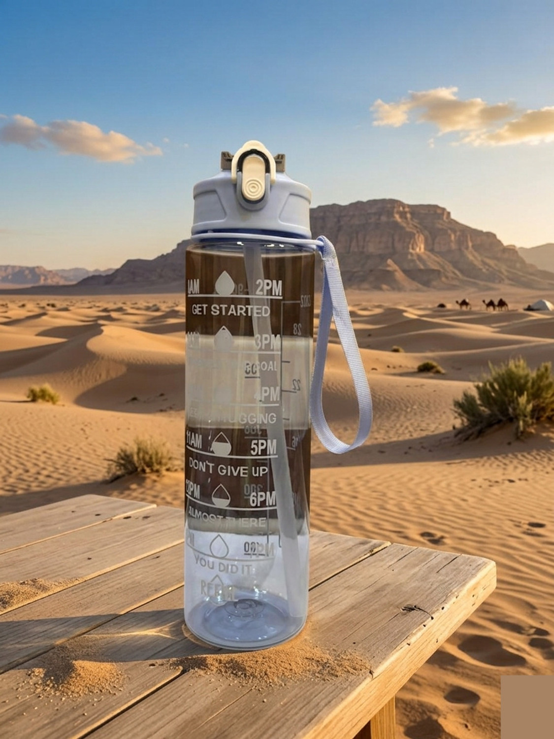 Image of Pinjay 900 ml Transparent Motivational Water Bottle 900 ml Silicone Bottle