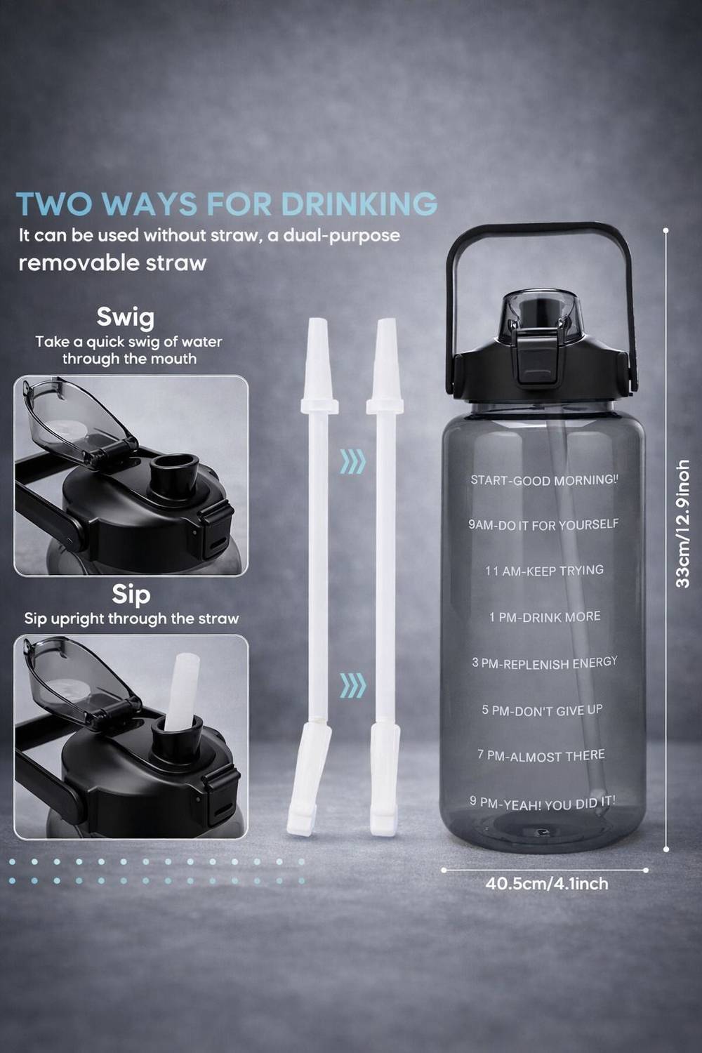Doevia Water Bottle Combo Set of 3 (2L + 900ml + 300ml) Pack of 3 - Image 3
