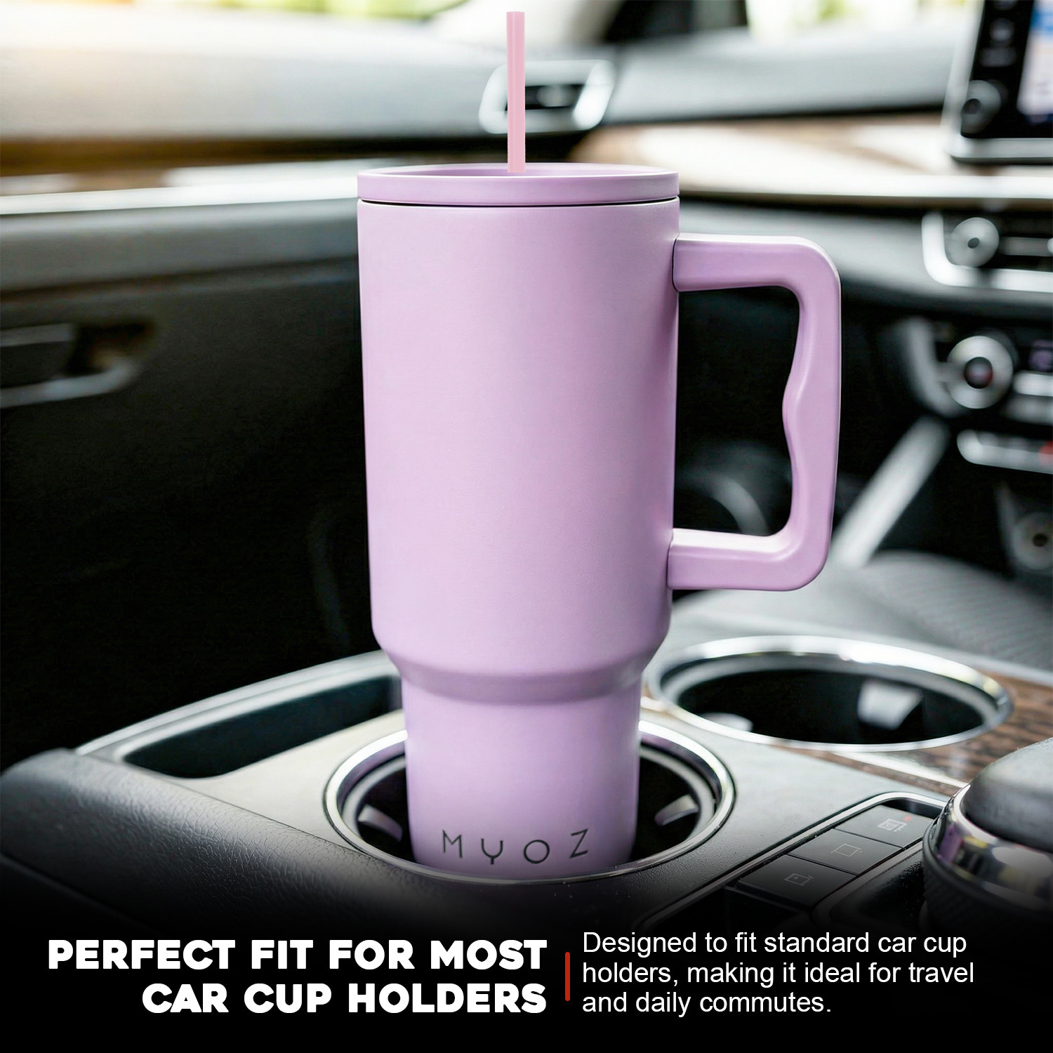 Image of MYOZ Stainless Steel Vacuum Double Insulated Tumbler with Lid, Handle & Straw 1200 ml Stainless Steel Bottle