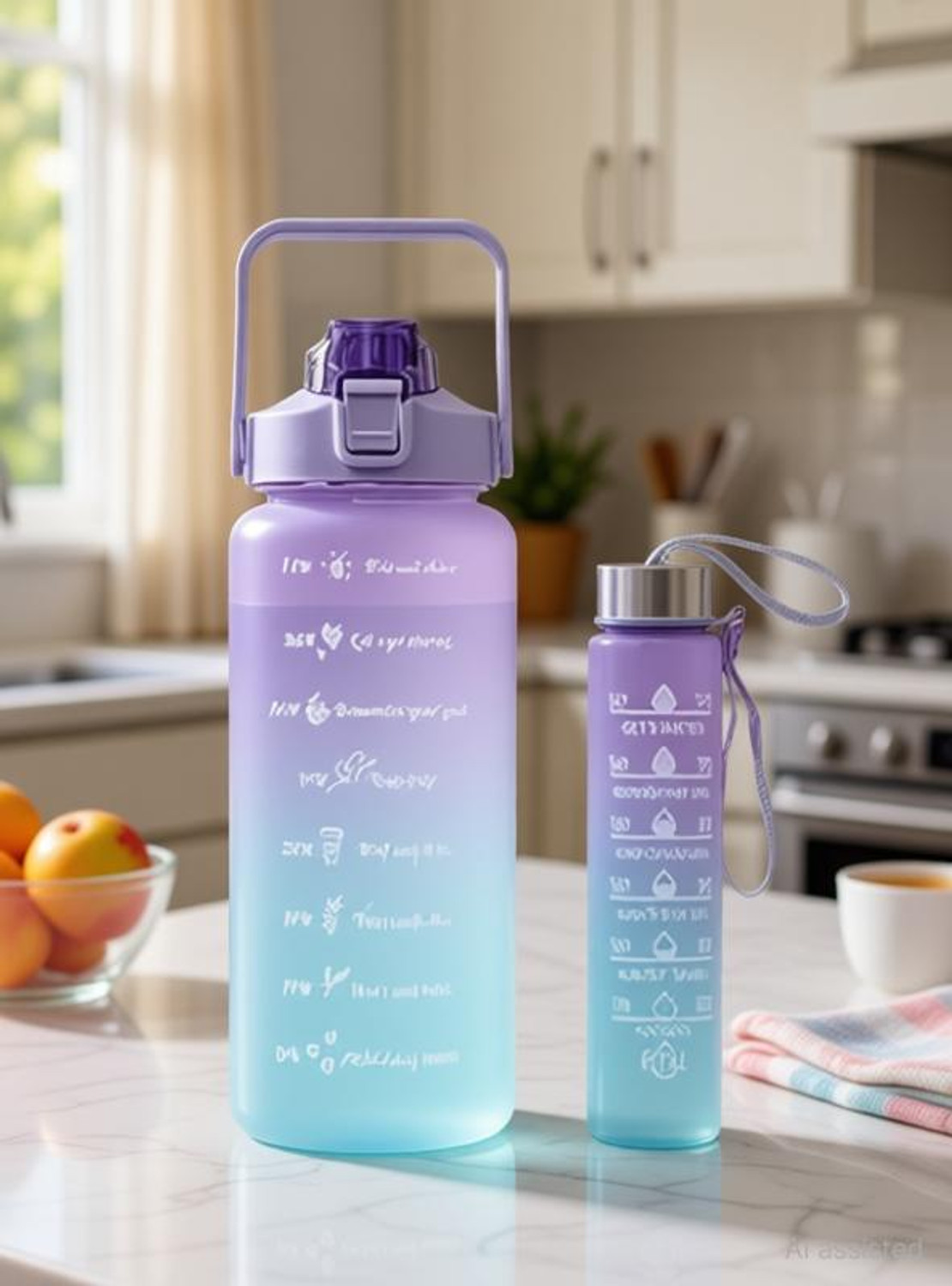 Image of REVATAKG BPA Free Pack of 3 Water Bottle with Sticker & Straw for Kids|Adults|Gym|Travel| 2000 ml Plastic Bottle