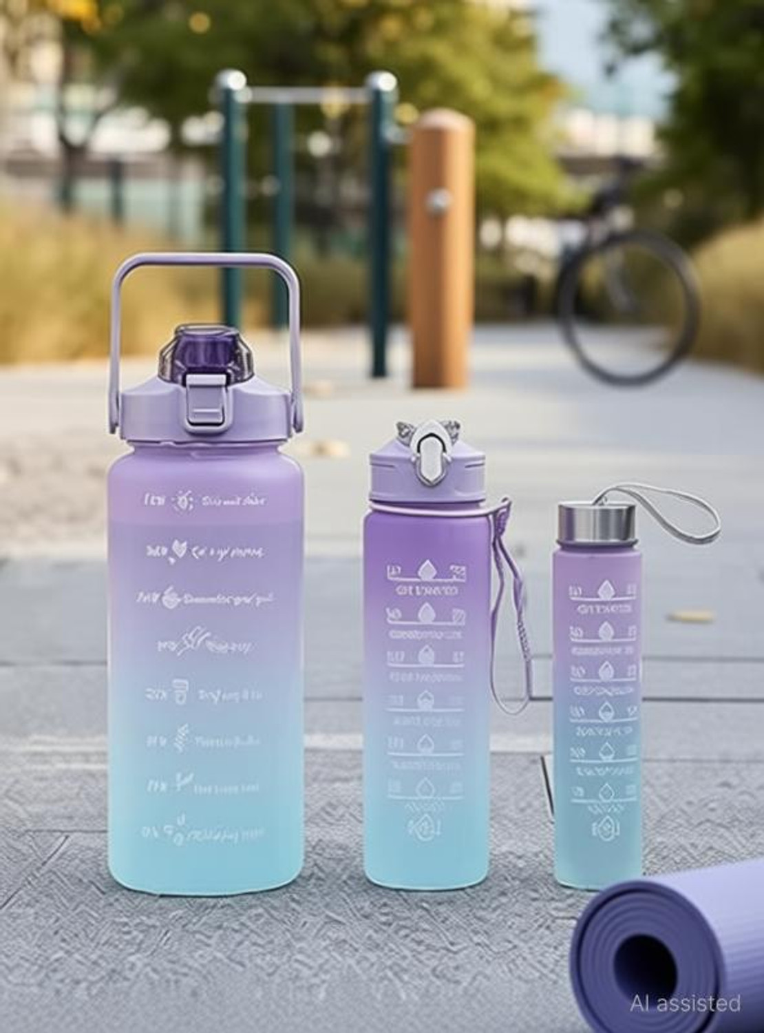Image of REVATAKG BPA Free Pack of 3 Water Bottle with Sticker & Straw for Kids|Adults|Gym|Travel| 2000 ml Plastic Bottle