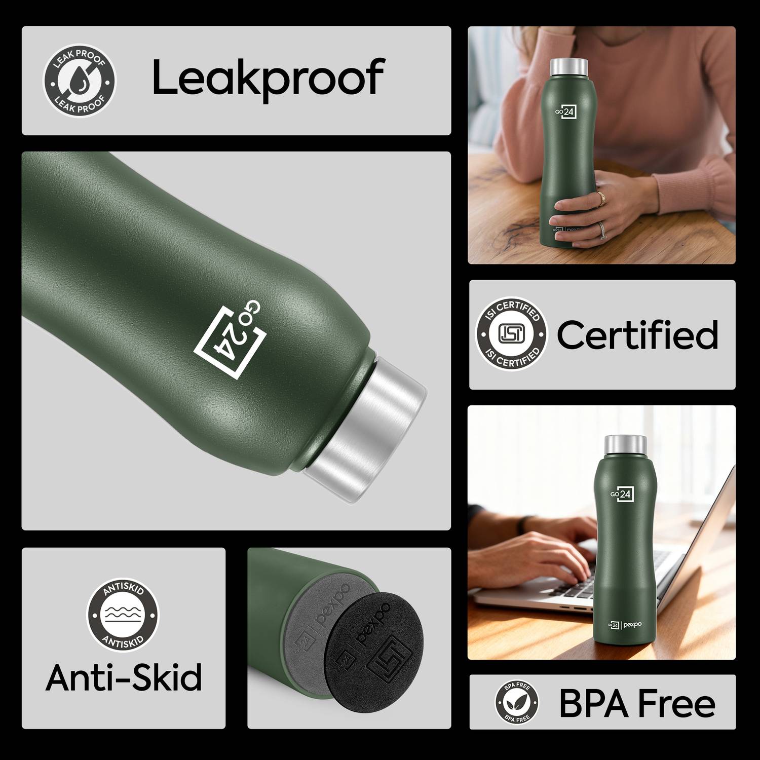 Go24 BISTRO 1000 ml Stainless Steel Bottle - Image 5