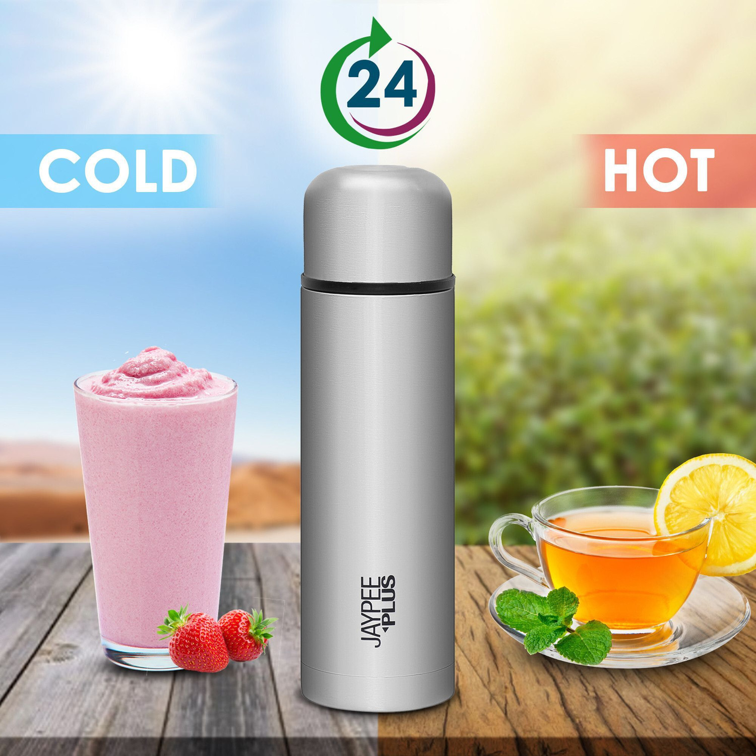 Image of Jaypee Plus Max Thermosteel Flip Lid Insulated Flask 24 Hours Hot and Cold Water Bottle 750 ml Steel Flask