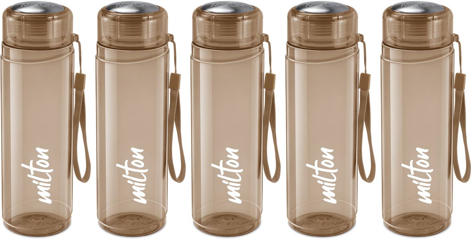 MILTON Hector 1000 Pet Water Bottle, Set of 5, 1 Litre Each, Brown 1000 ml Plastic Bottle