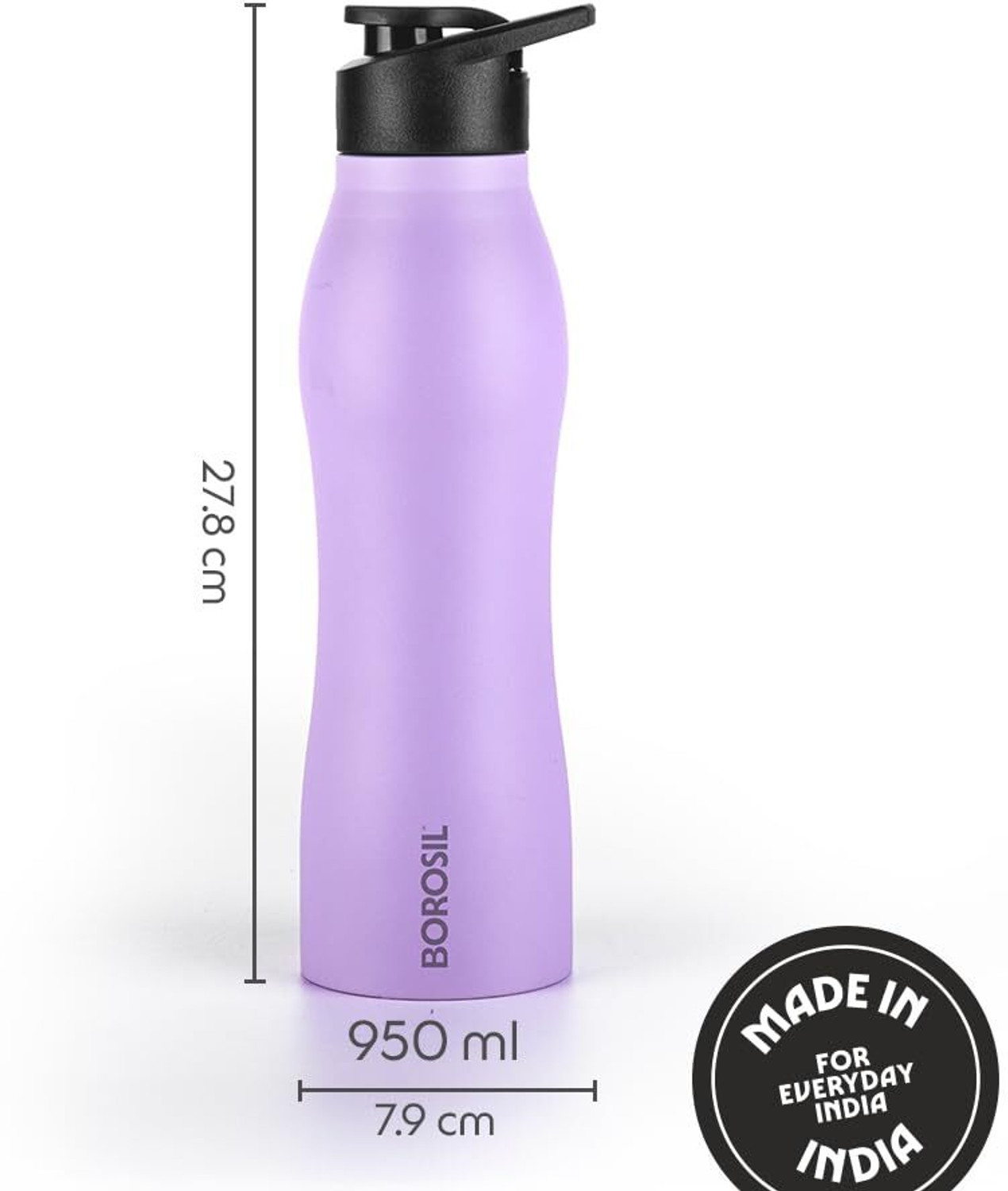 Image of BOROSIL 950ml Grip Go Steel Water Bottle, Single Wall, Leakproof, BPA Free 950 ml Steel Bottle