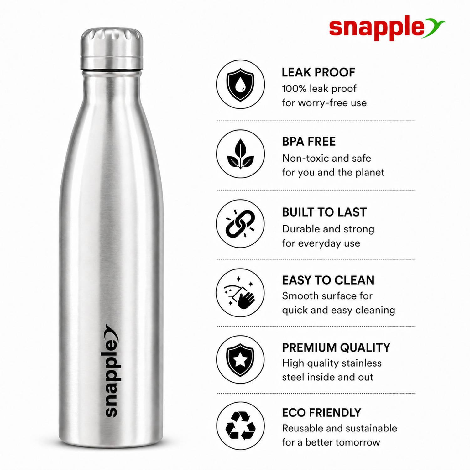 Snapple Hydro Plus 1000 ml Stainless Steel Bottle - Image 2