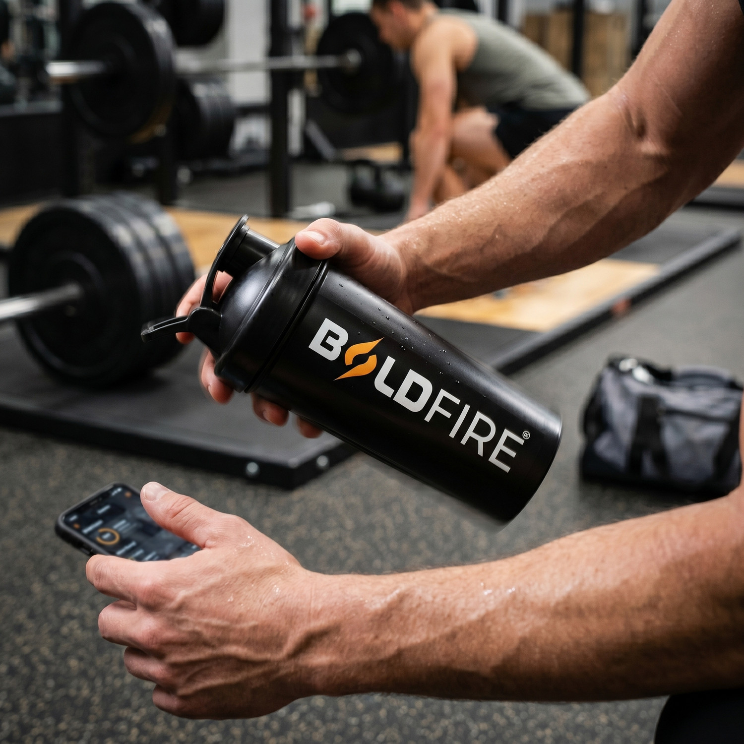 Image of BoldFire Gym Combo: Waterproof Sports Bag, Weight Lifting Straps & 700ML Protein Shaker