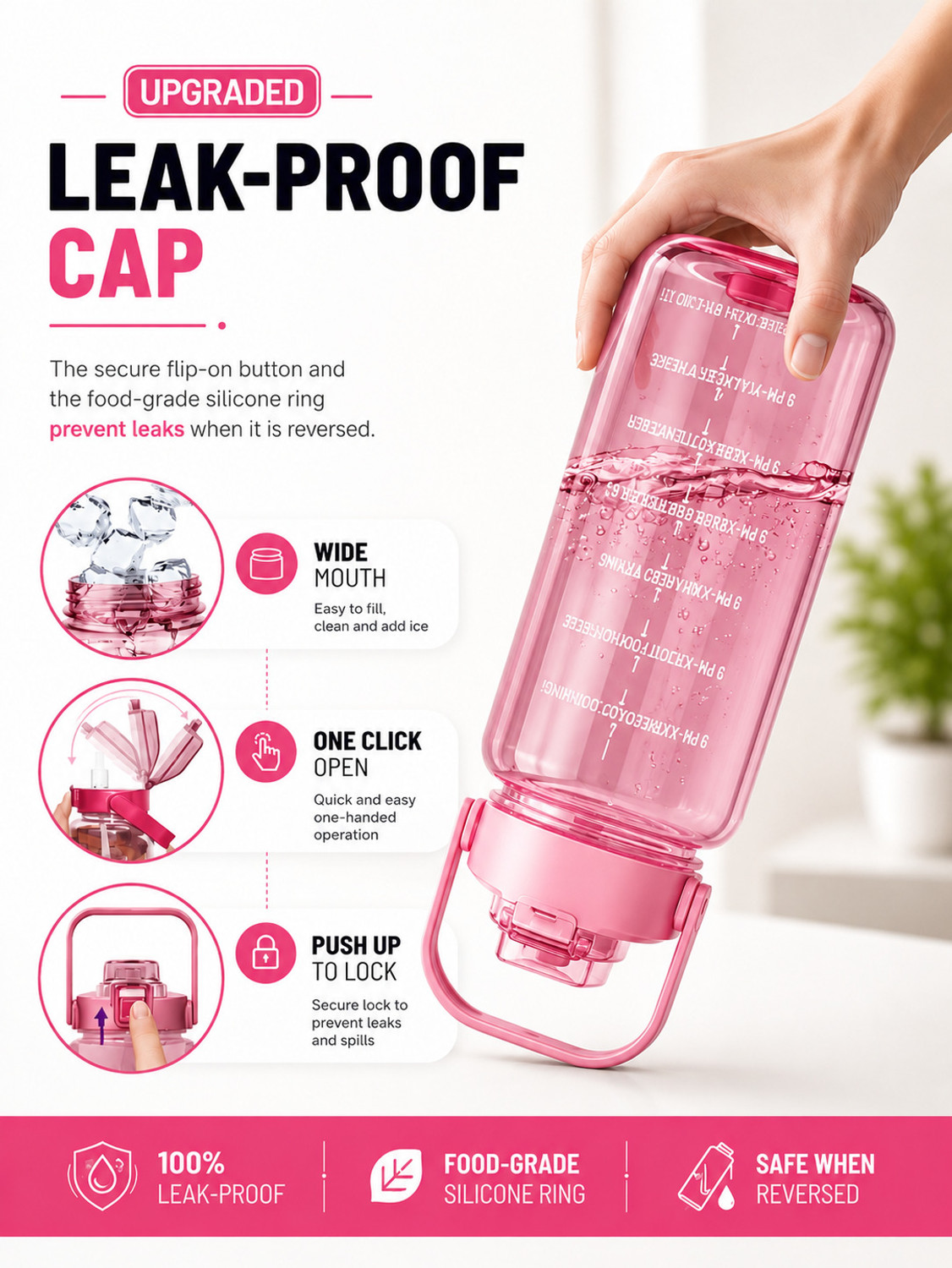Image of Flipkart SmartBuy Premium Motivational Time Marker Water Bottle with Straw & Carry Handle. 2000 ml Plastic Bottle