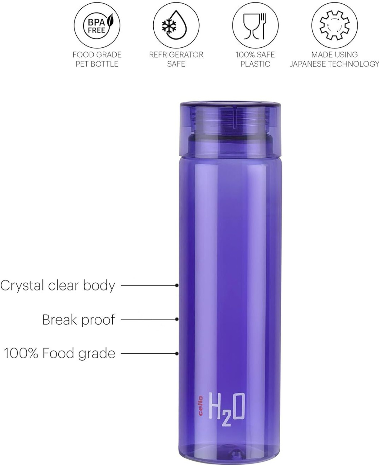 Image of cello H2O 1000 ml Plastic Bottle