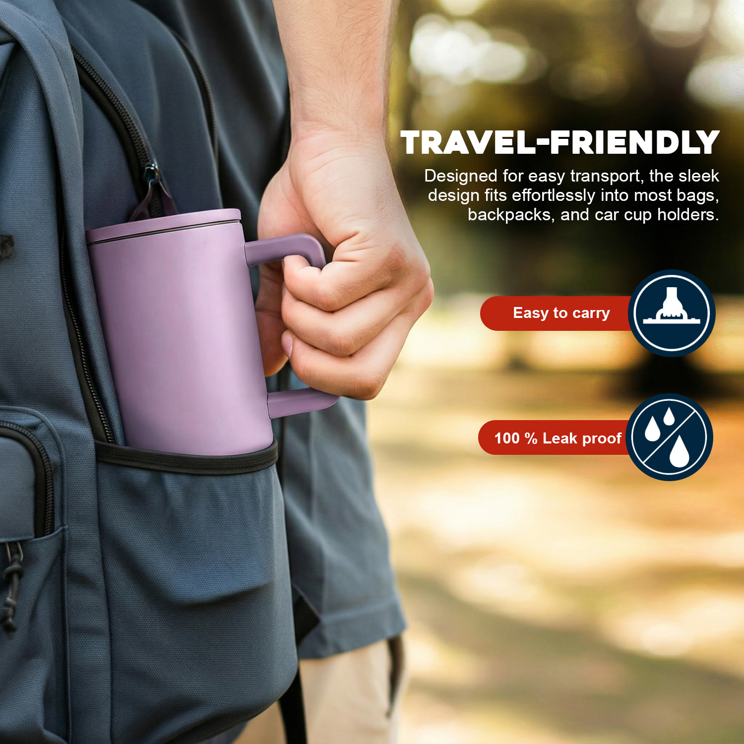 Image of MYOZ Stainless Steel Vacuum Double Insulated Tumbler with Lid, Handle & Straw 1200 ml Stainless Steel Bottle