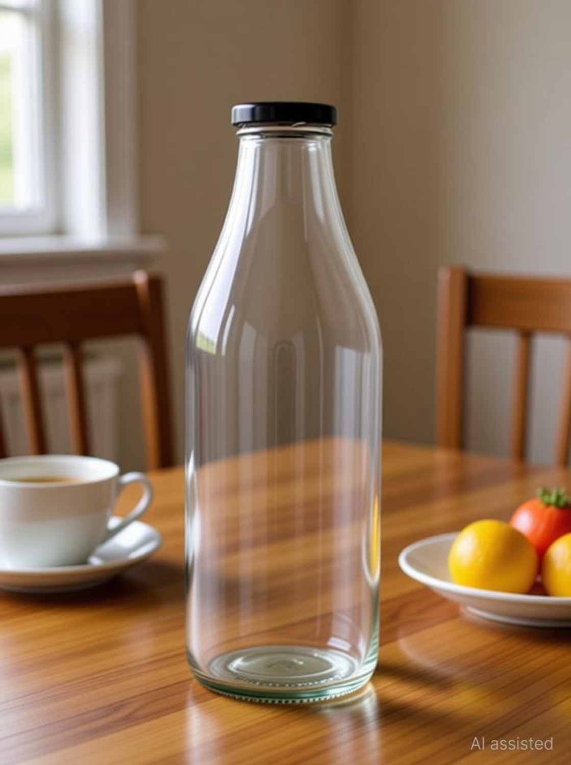 Image of AYUTAS 1000 ML Glass Milk Bottles, Round Water Bottle For Fridge, Kitchen, Restaurants 1000 ml Glass Bottle