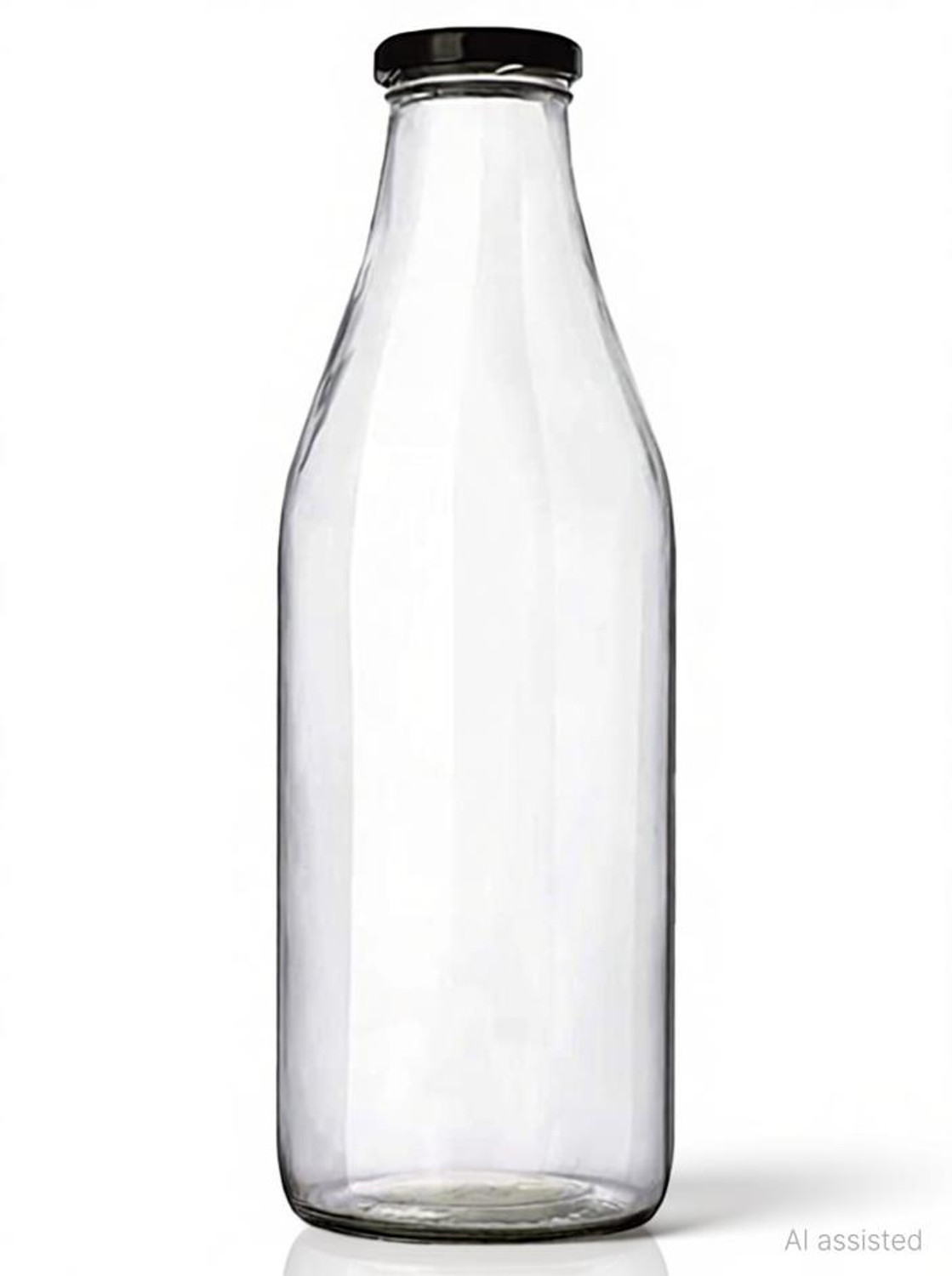 Image of AYUTAS 1000 ML Glass Milk Bottles, Round Water Bottle For Fridge, Kitchen, Restaurants 1000 ml Glass Bottle