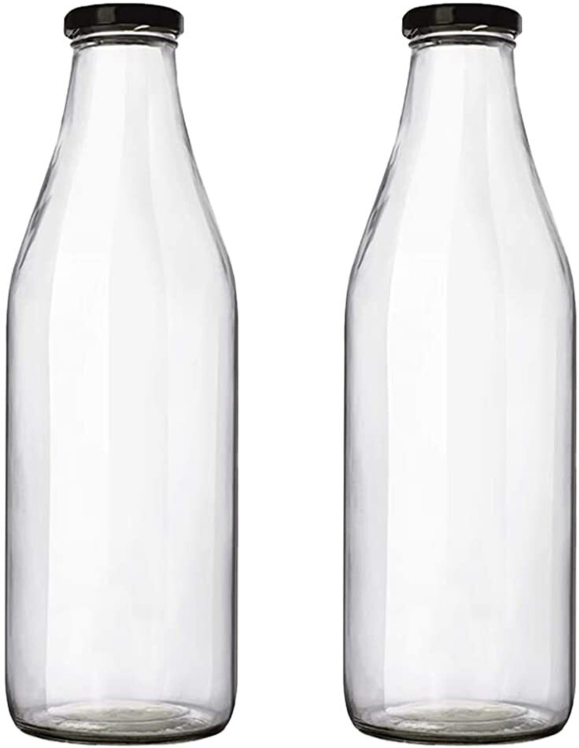 Image of AYUTAS 1000 ML Glass Milk Bottles, Round Water Bottle For Fridge, Kitchen, Restaurants 1000 ml Glass Bottle