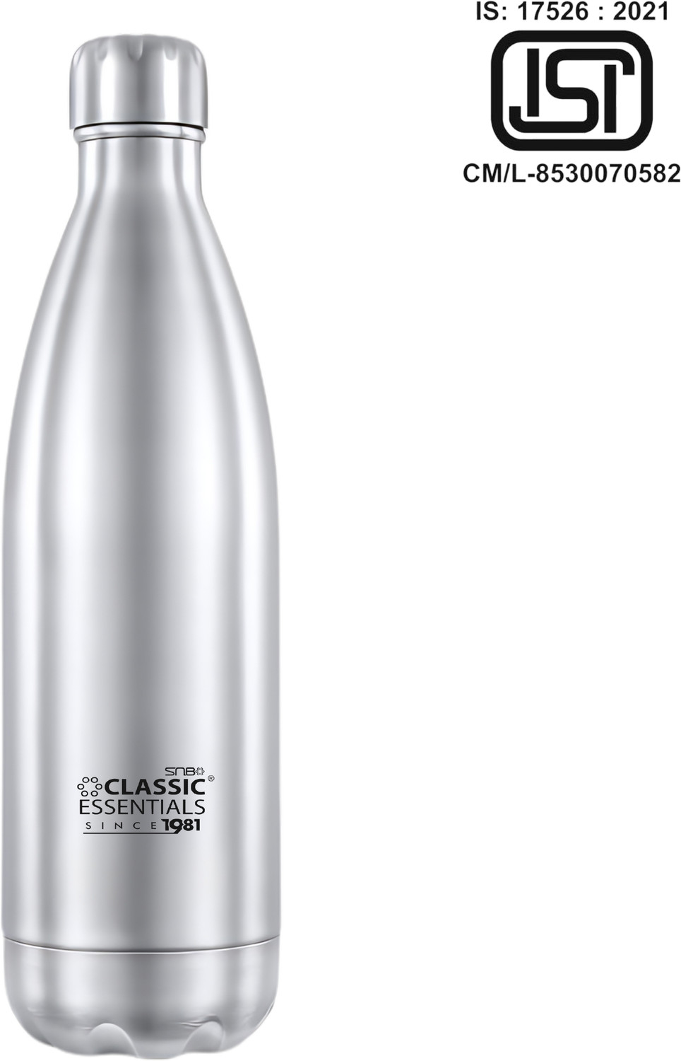 Image of Classic Essentials Insulated Double Wall Vacuum Stainless Steel Water Bottle 500 ml Steel Flask (Pack of 1, Silver)