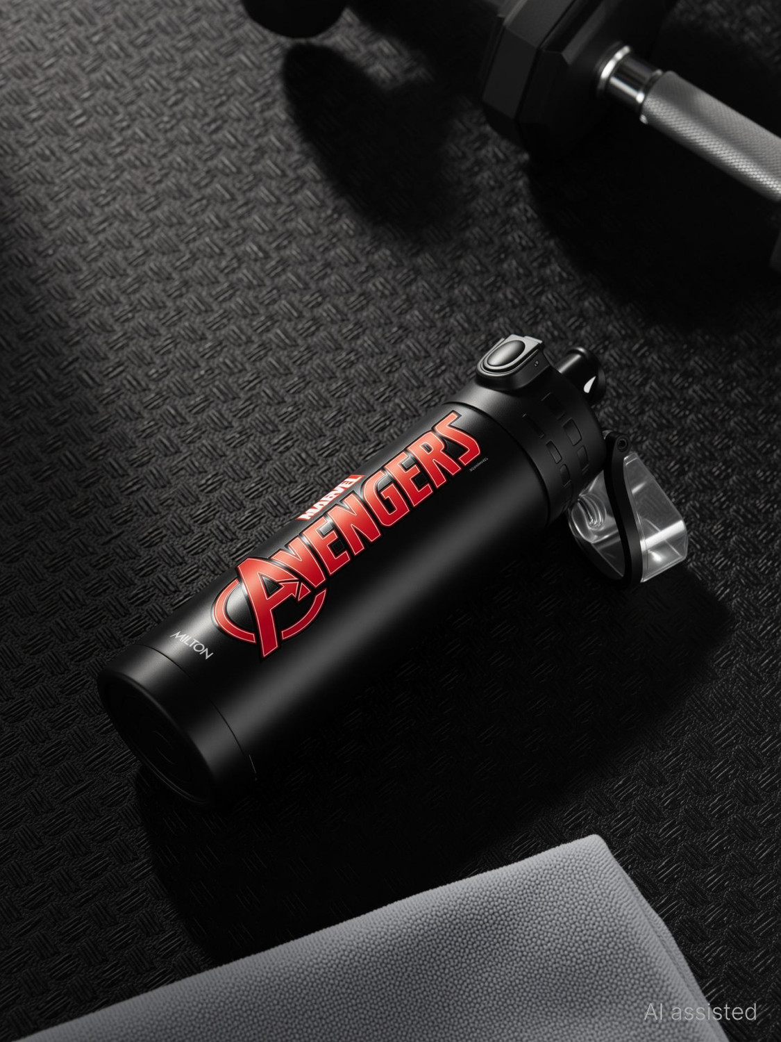 Image of MILTON Marvel Mighty 600 Thermosteel Water Bottle 500 ml Stainless Steel BLACK AVENGERS 500 ml Stainless Steel Bottle